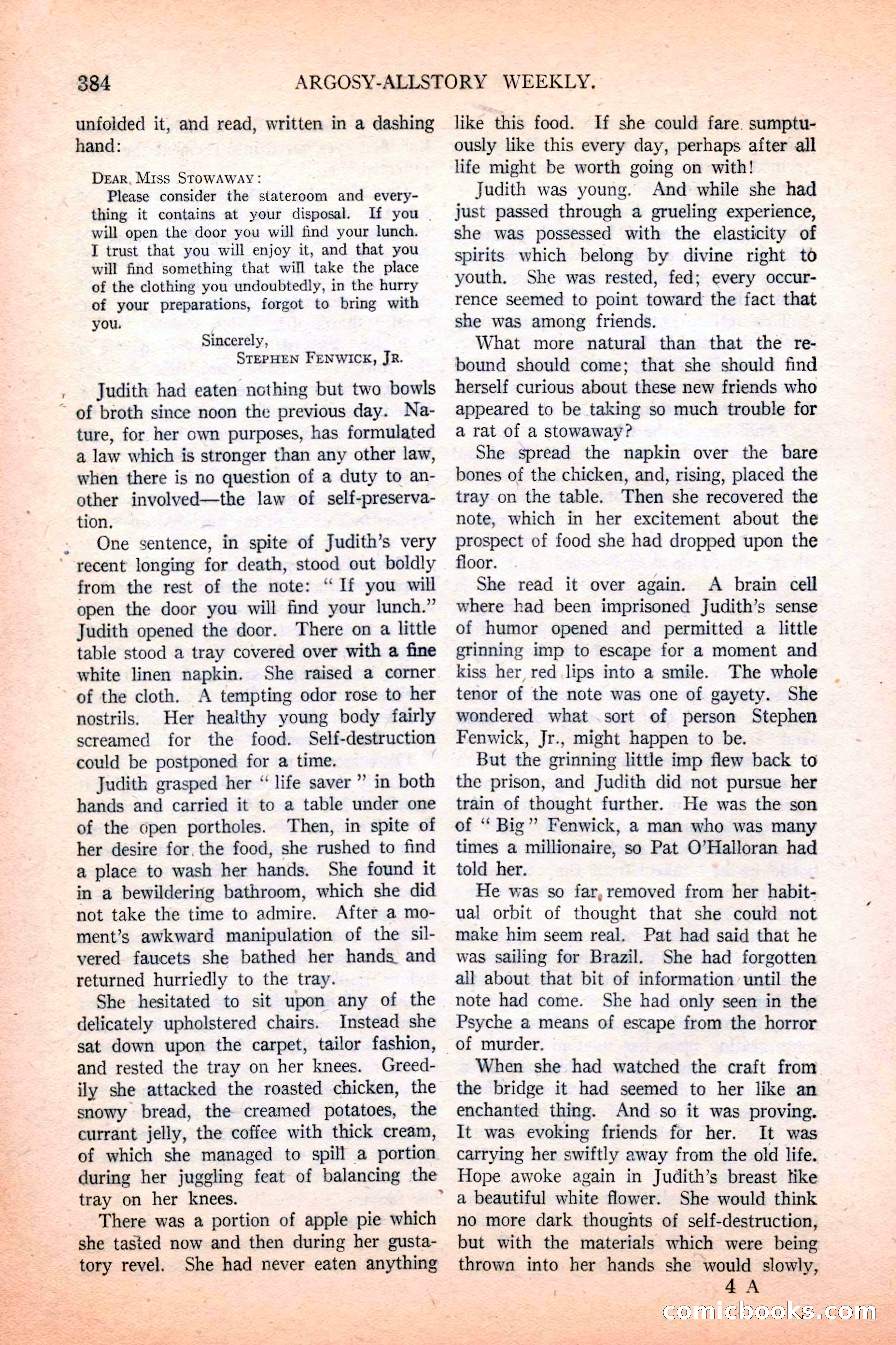 Argosy All-Story Weekly, December 4, 1926 — page 74 of 184