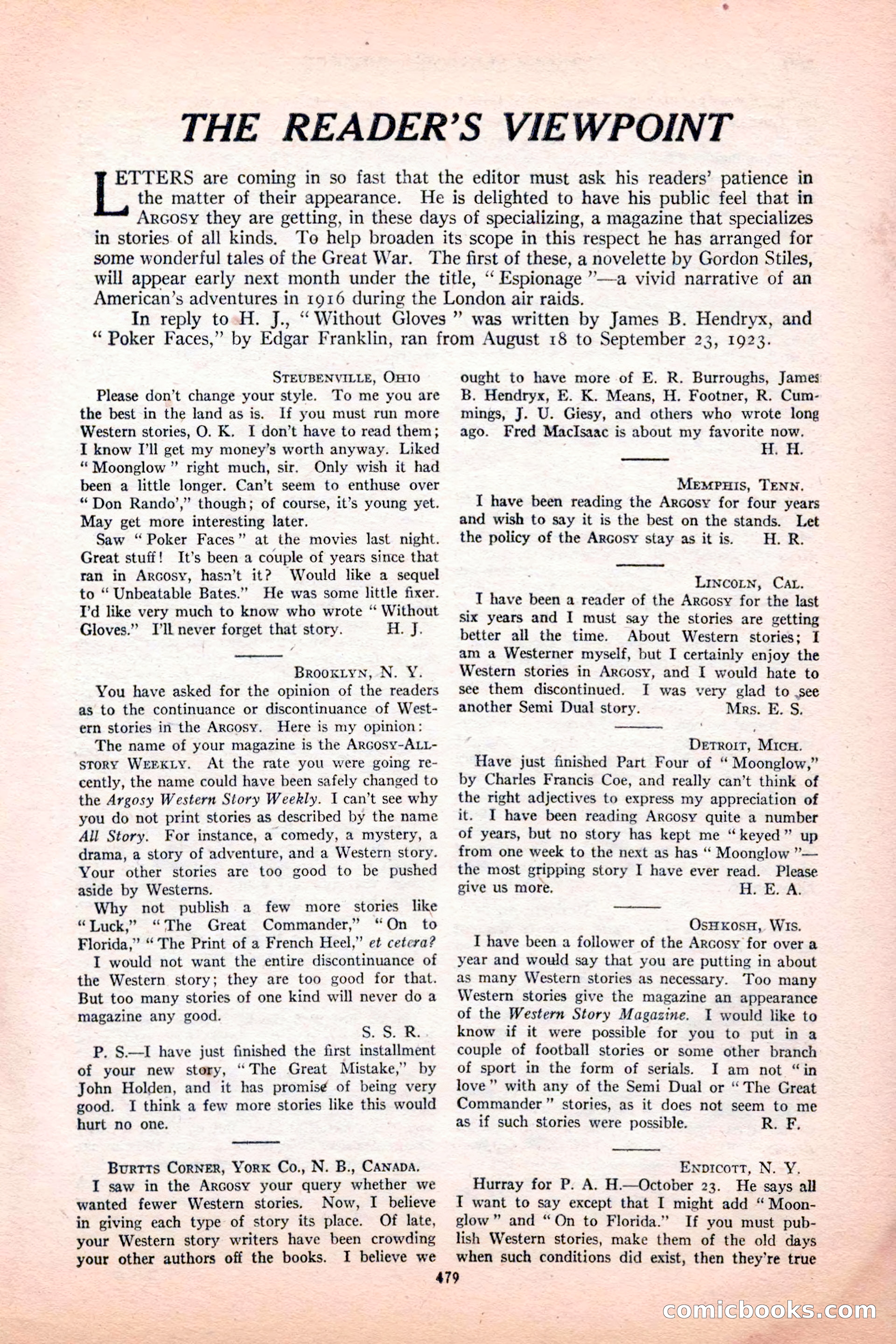 Argosy All-Story Weekly, December 4, 1926 — page 169 of 184