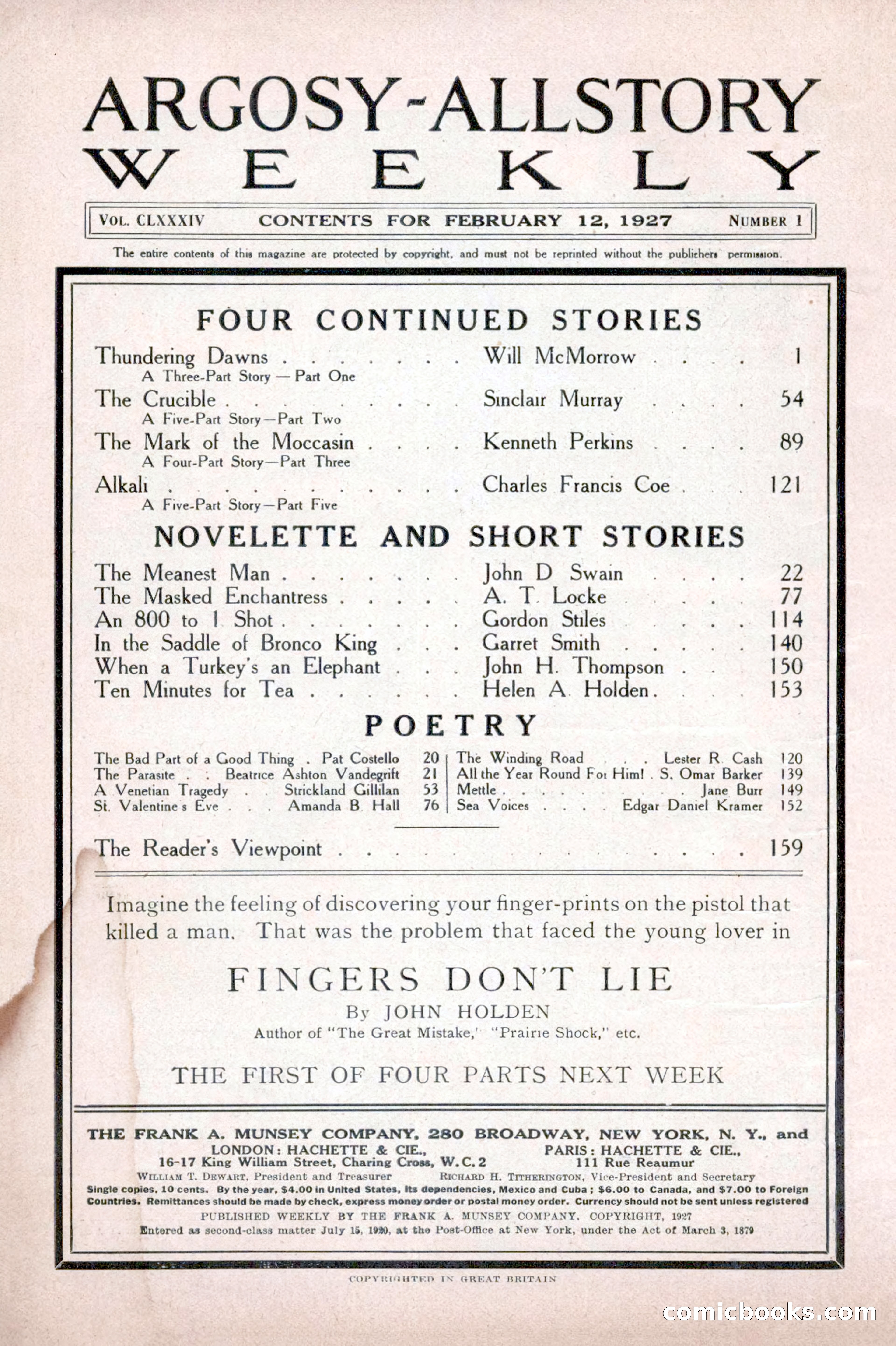 Argosy All-Story Weekly, February 12, 1927 — page 4 of 168