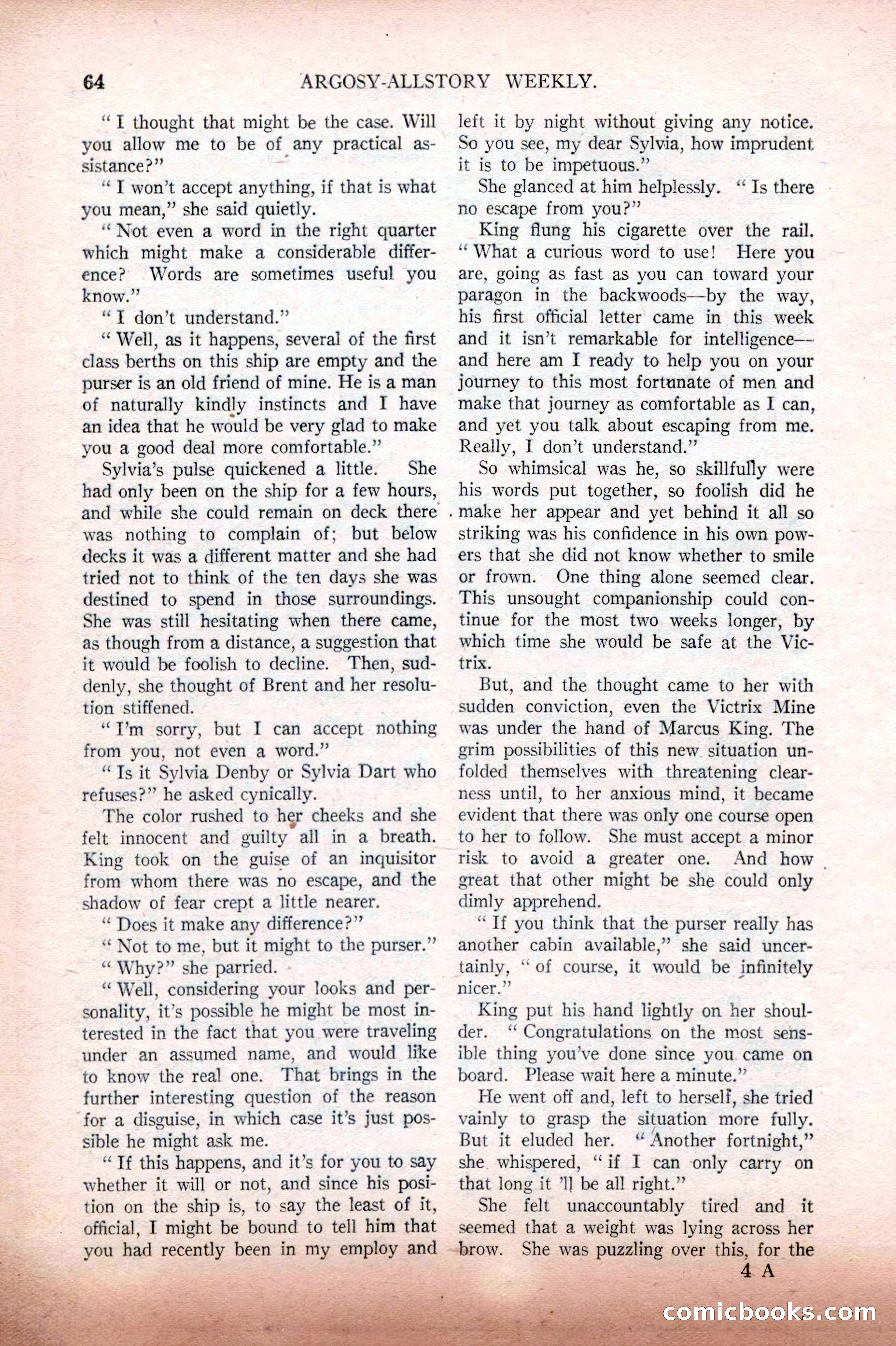 Argosy All-Story Weekly, February 12, 1927 — page 70 of 168