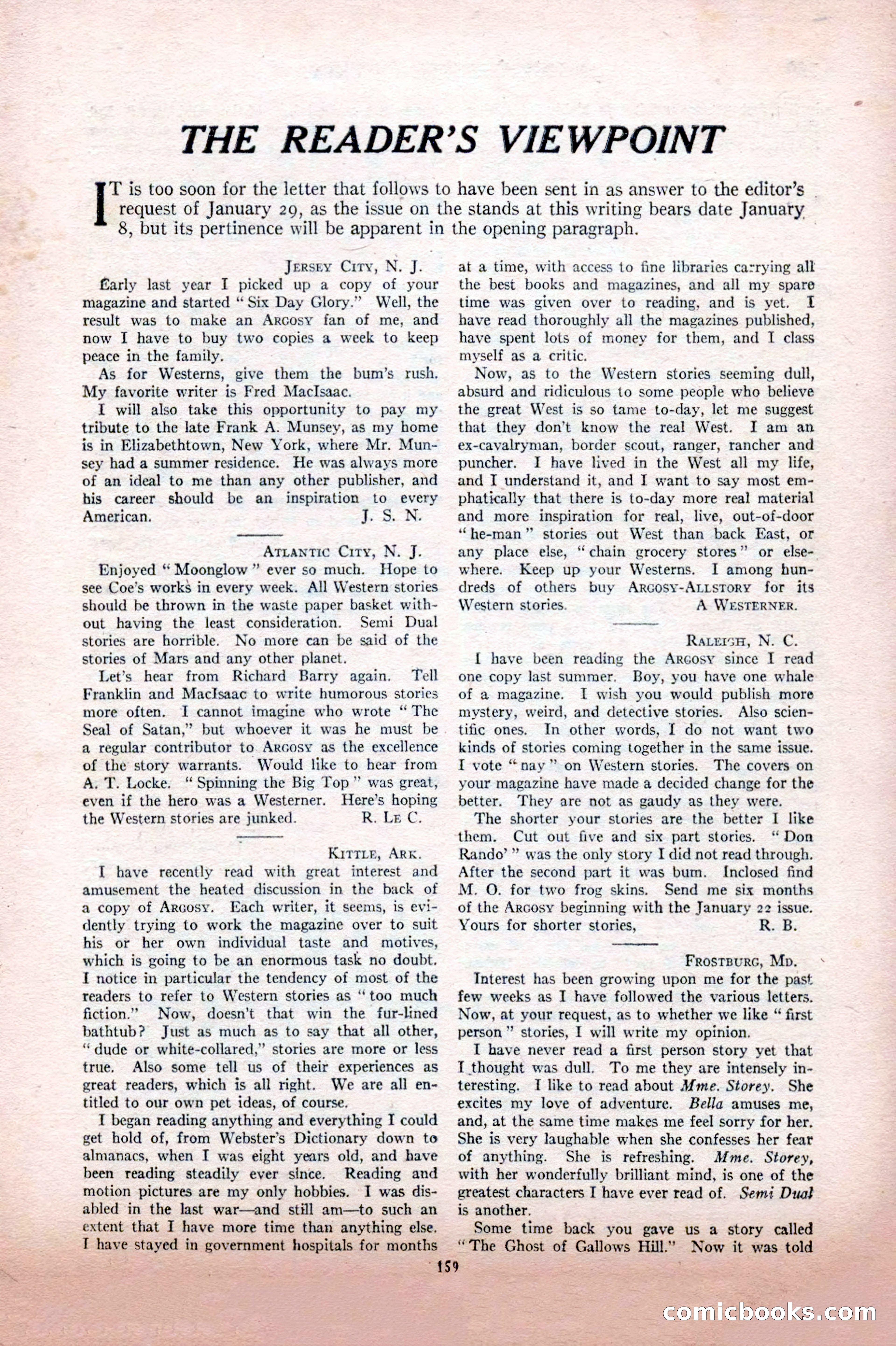 Argosy All-Story Weekly, February 12, 1927 — page 165 of 168