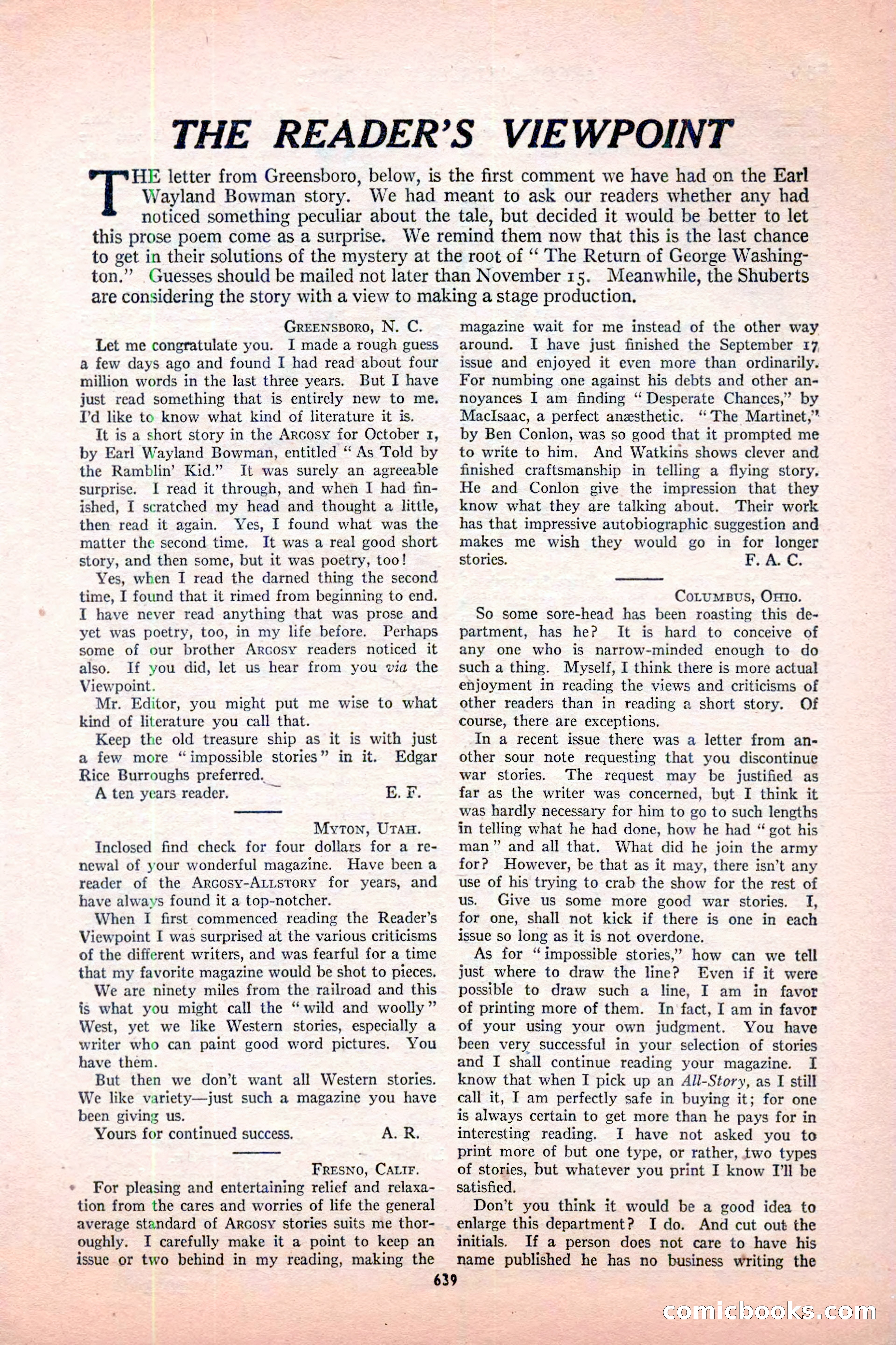 Argosy All-Story Weekly, November 12, 1927 — page 165 of 168