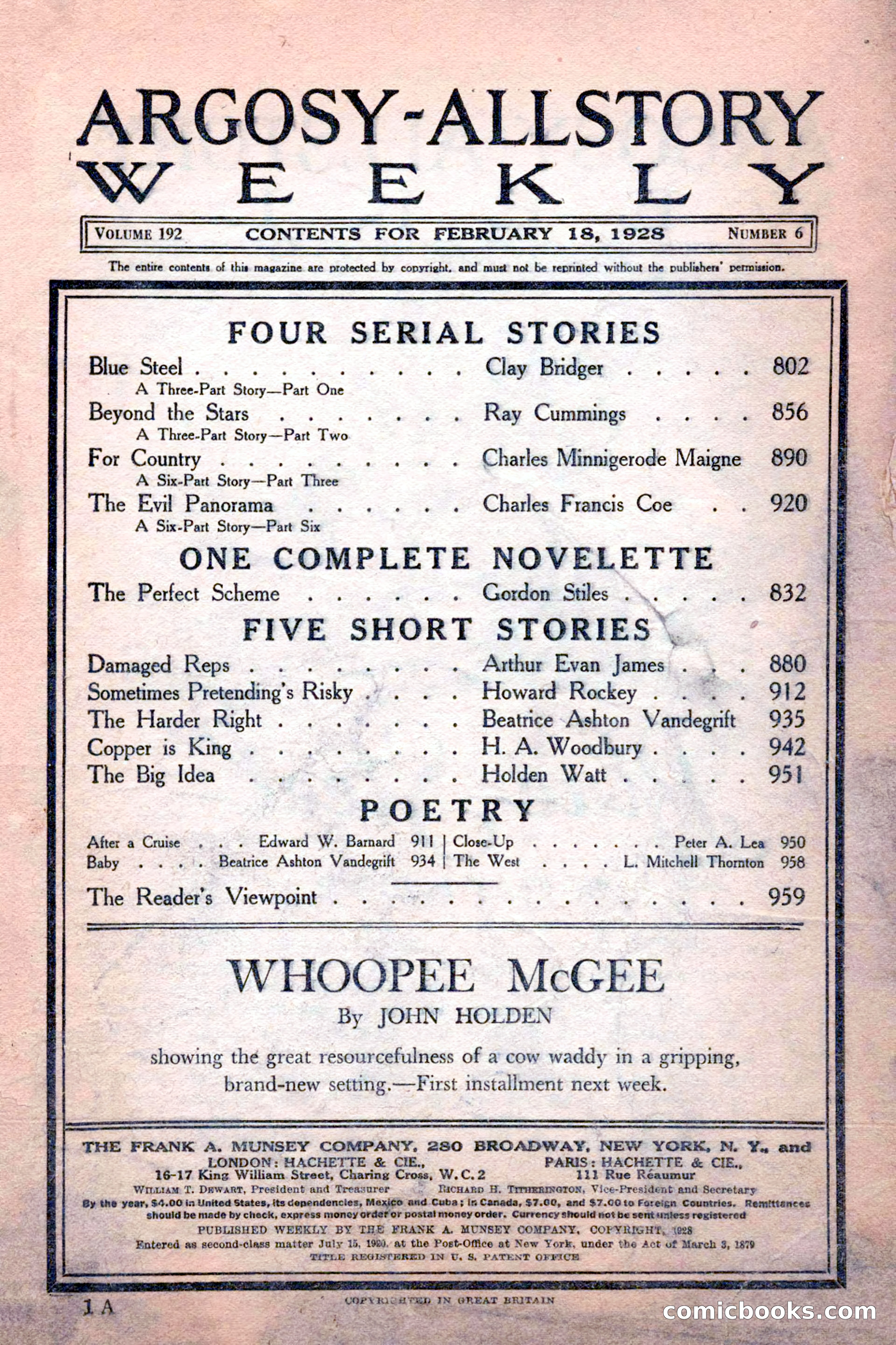 Argosy All-Story Weekly, February 18, 1928 — page 3 of 164