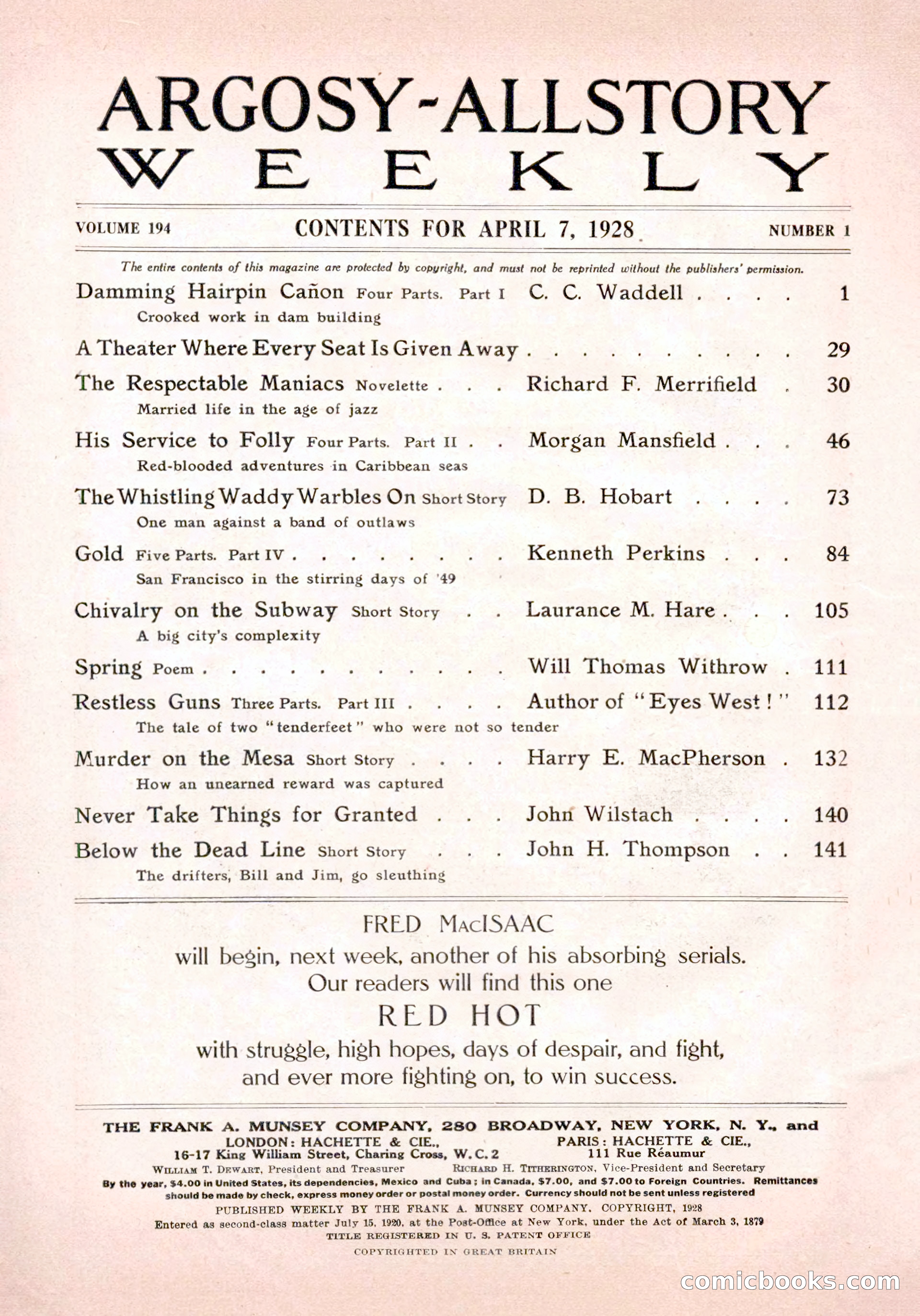 Argosy All-Story Weekly, April 7, 1928 — page 4 of 160