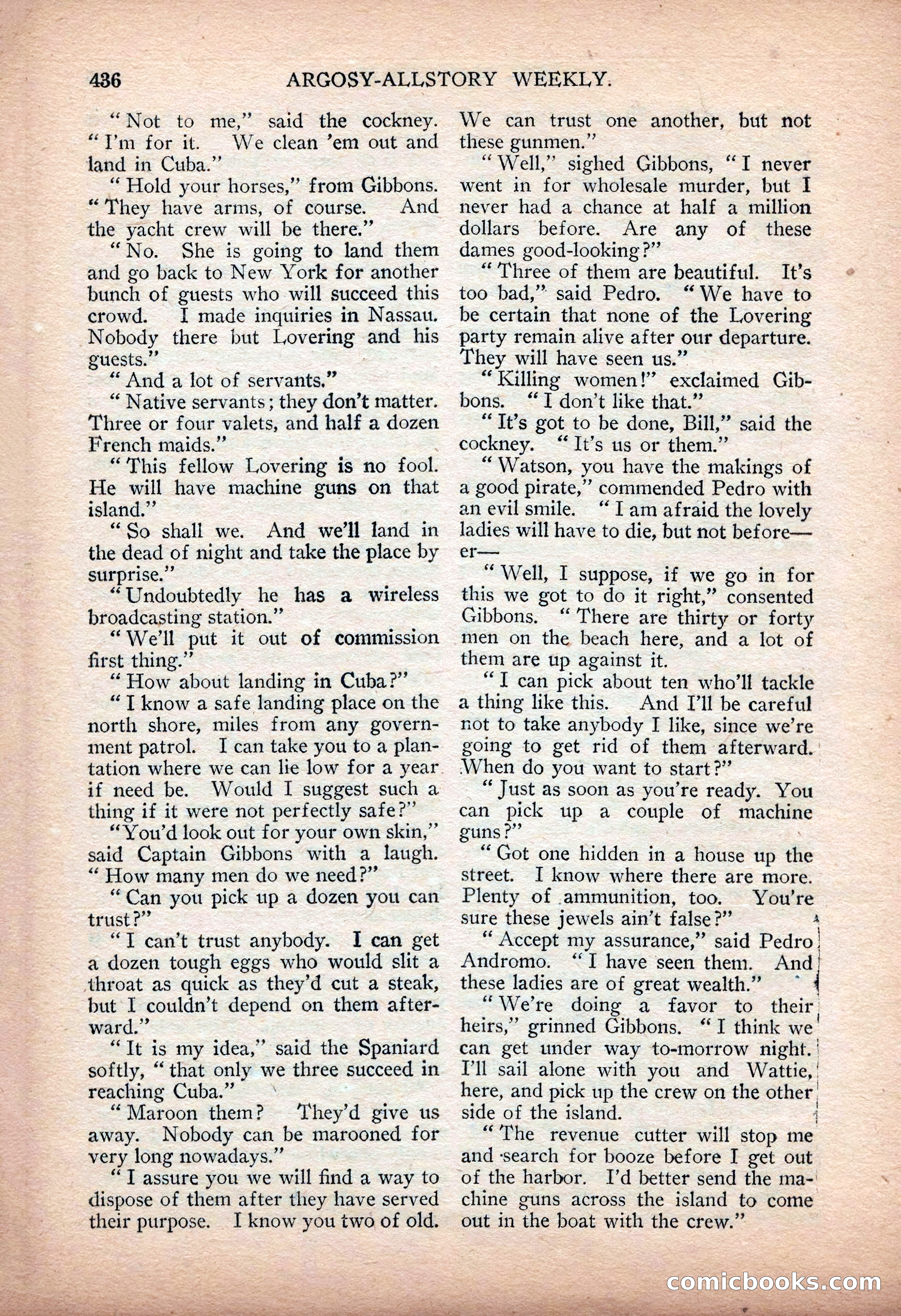 Argosy All-Story Weekly — "Sea Marauders" — page 14 of 156