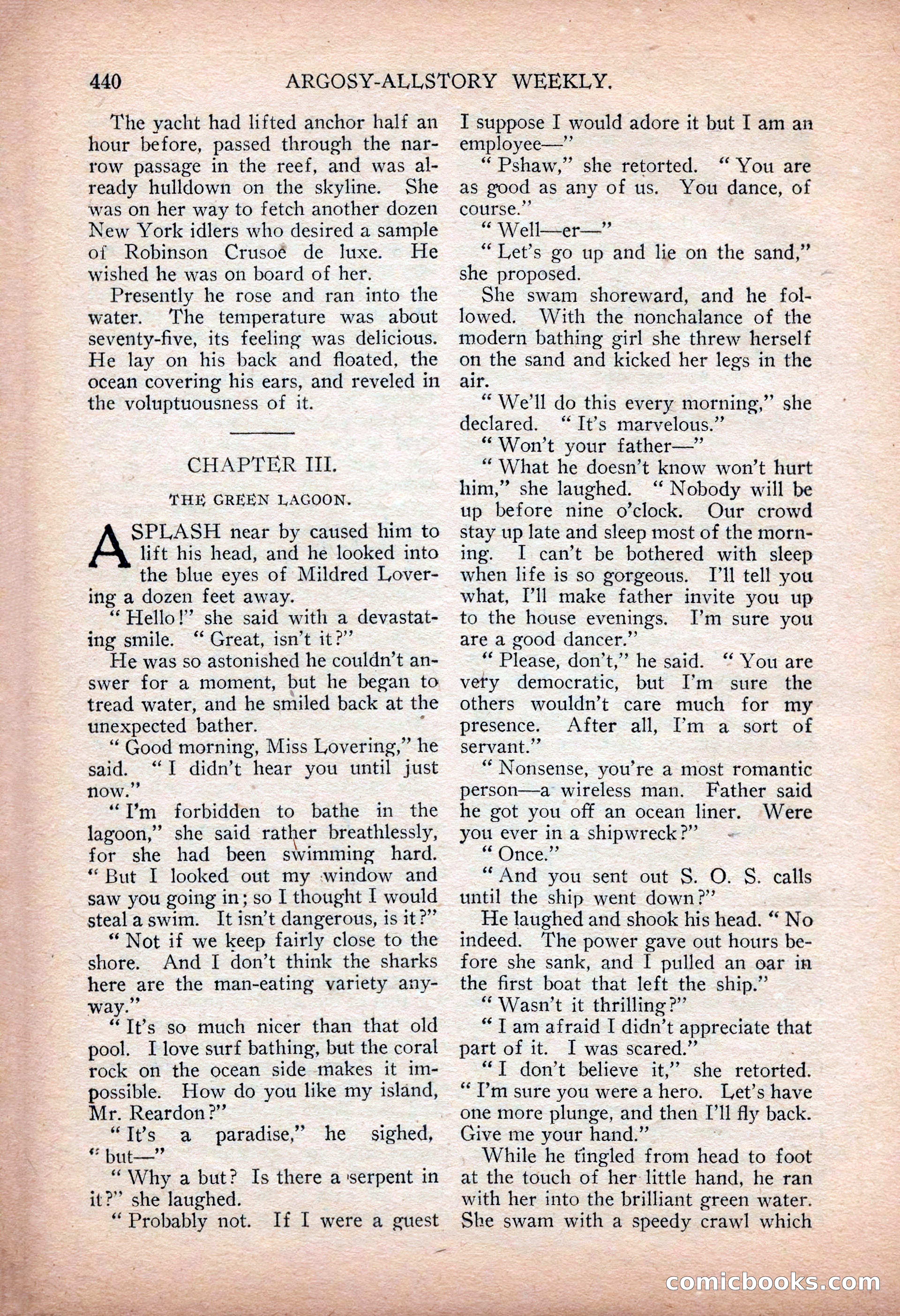 Argosy All-Story Weekly — "Sea Marauders" — page 18 of 156