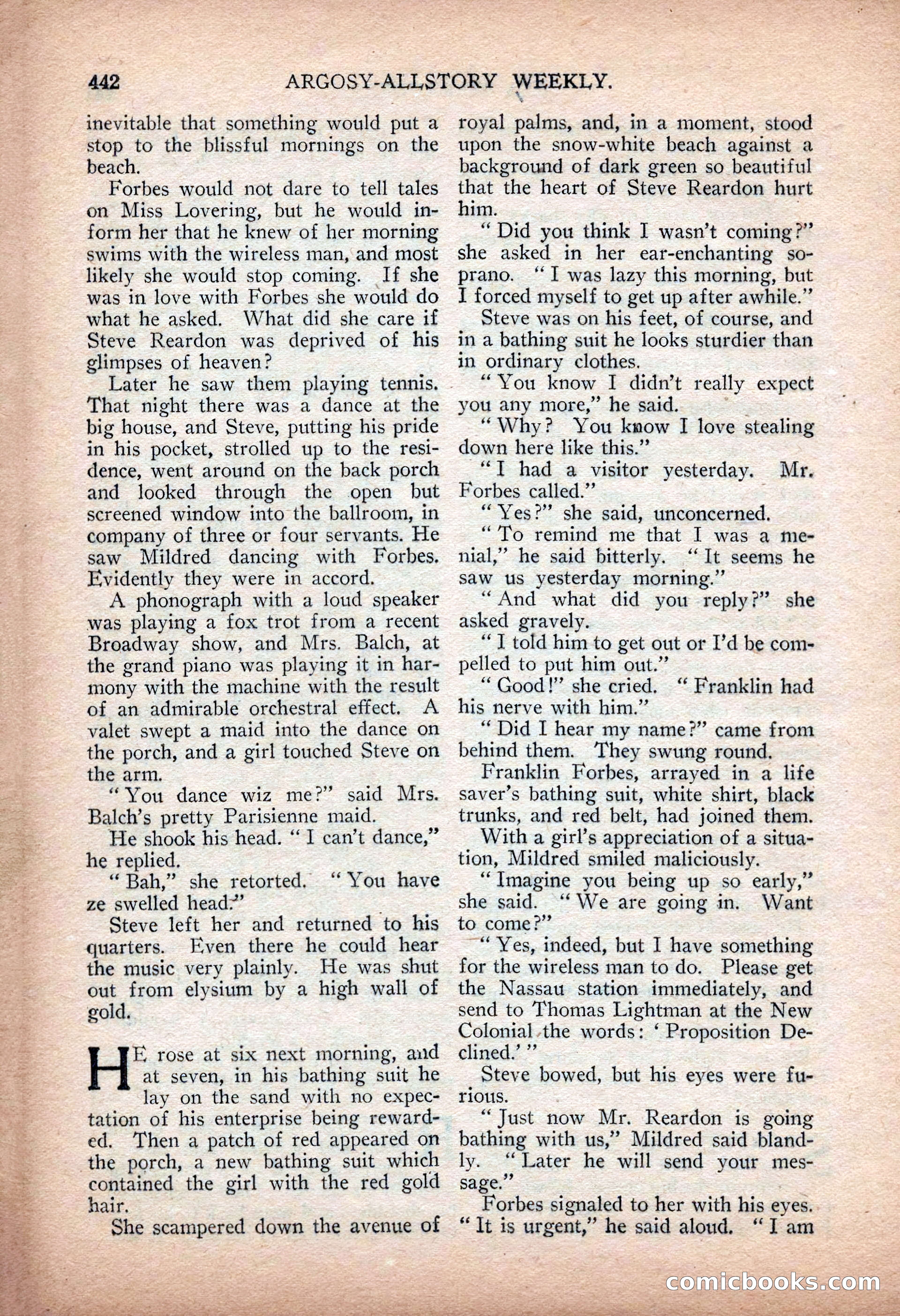 Argosy All-Story Weekly — "Sea Marauders" — page 20 of 156