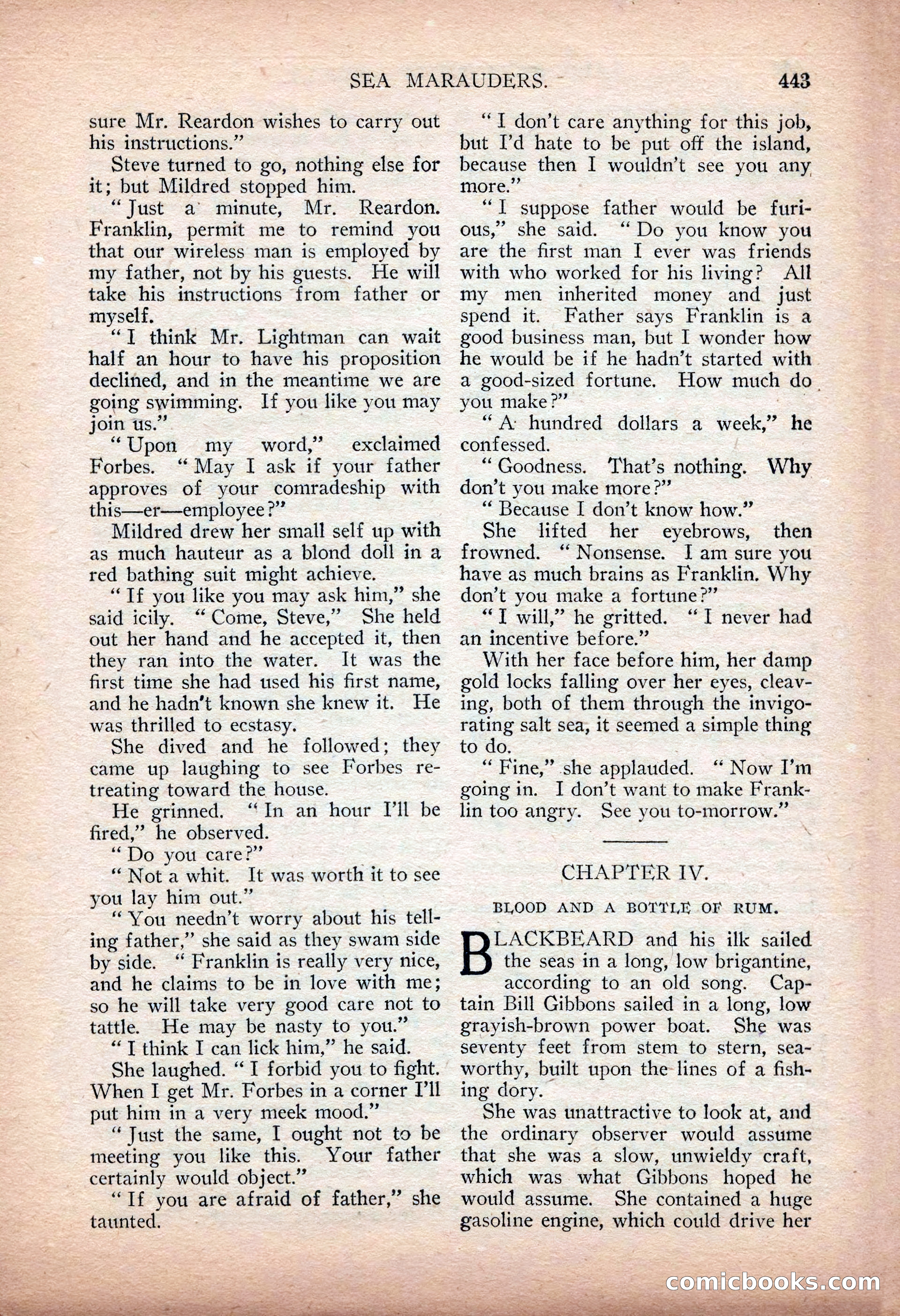 Argosy All-Story Weekly — "Sea Marauders" — page 21 of 156