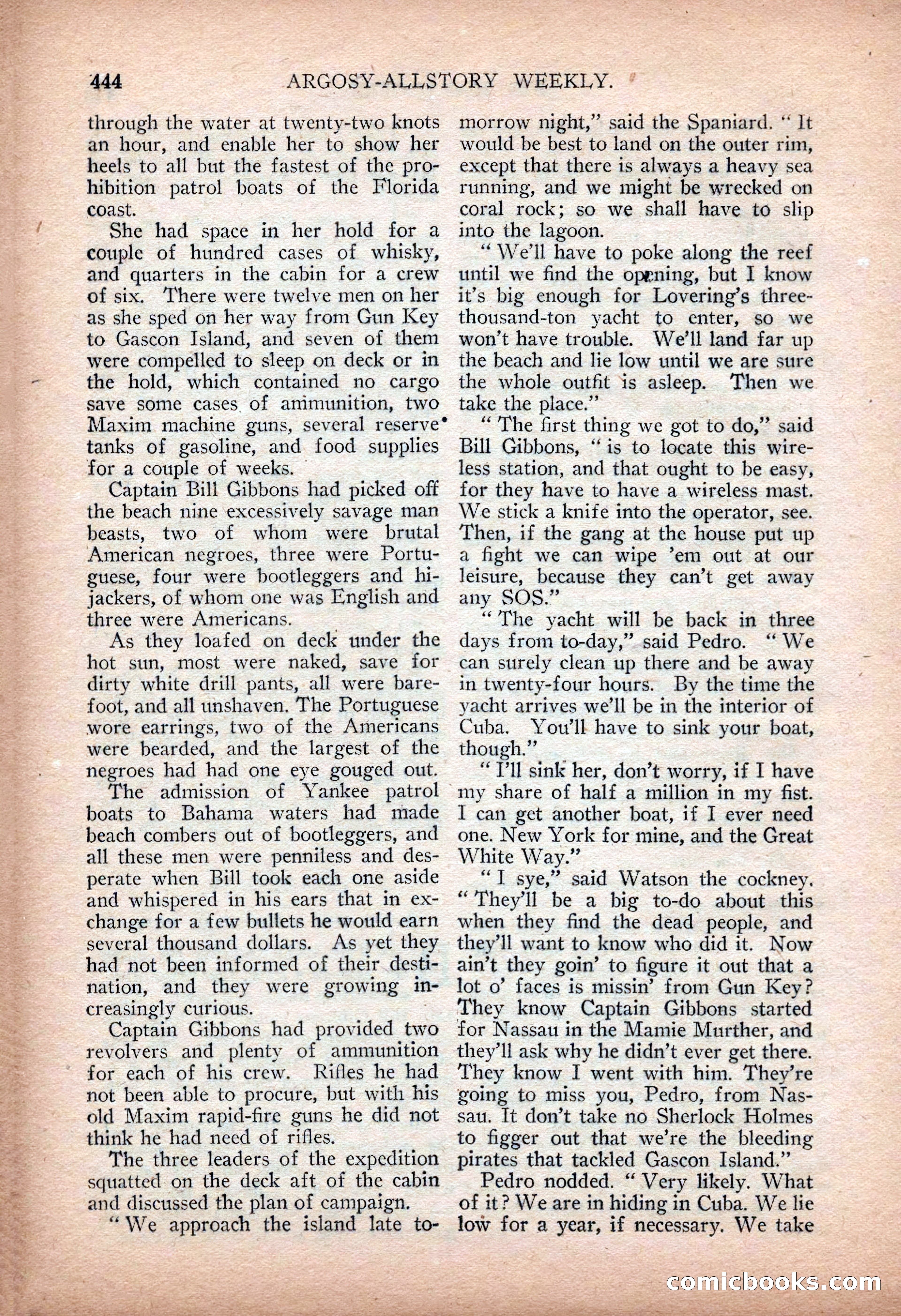 Argosy All-Story Weekly — "Sea Marauders" — page 22 of 156