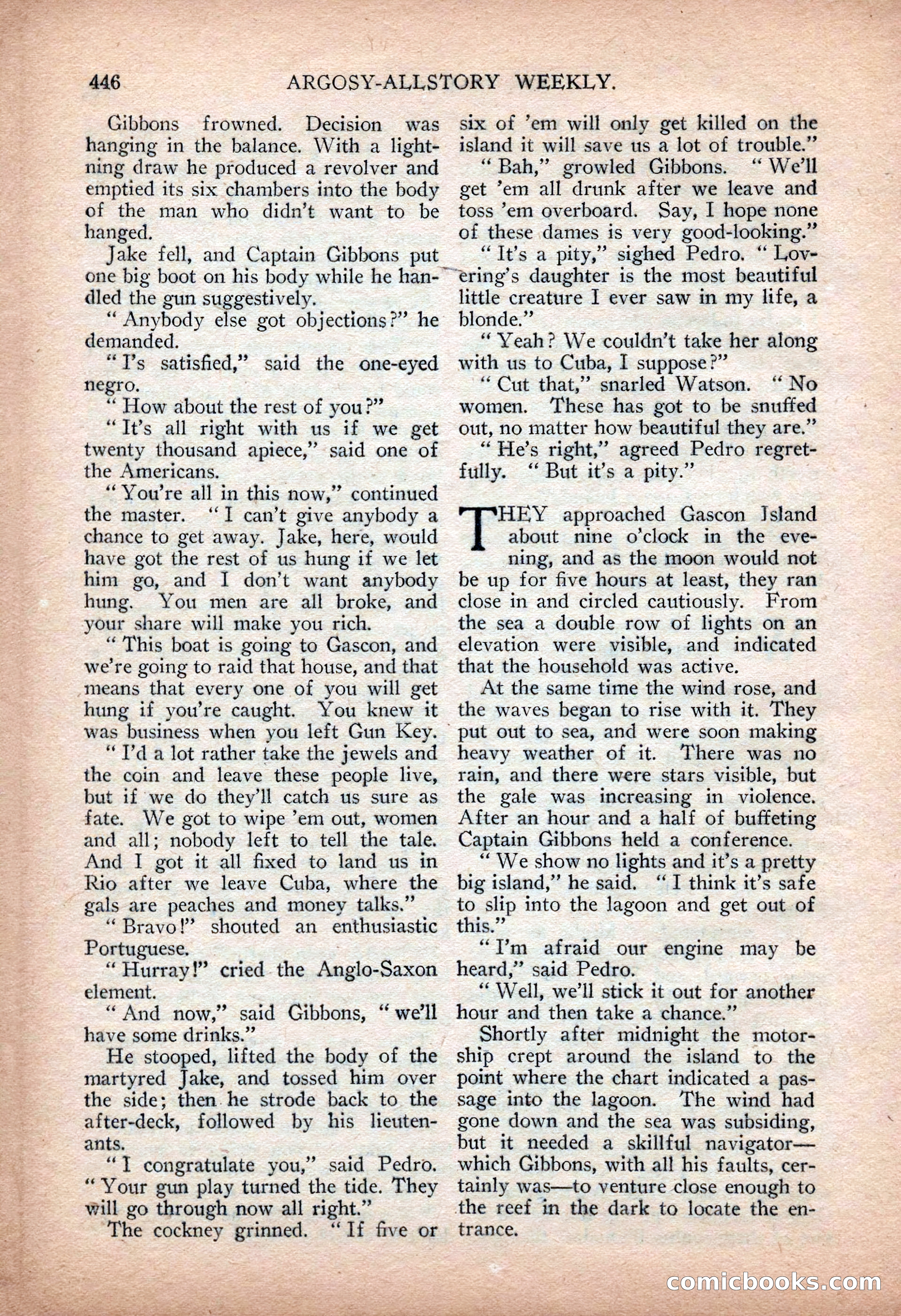 Argosy All-Story Weekly — "Sea Marauders" — page 24 of 156