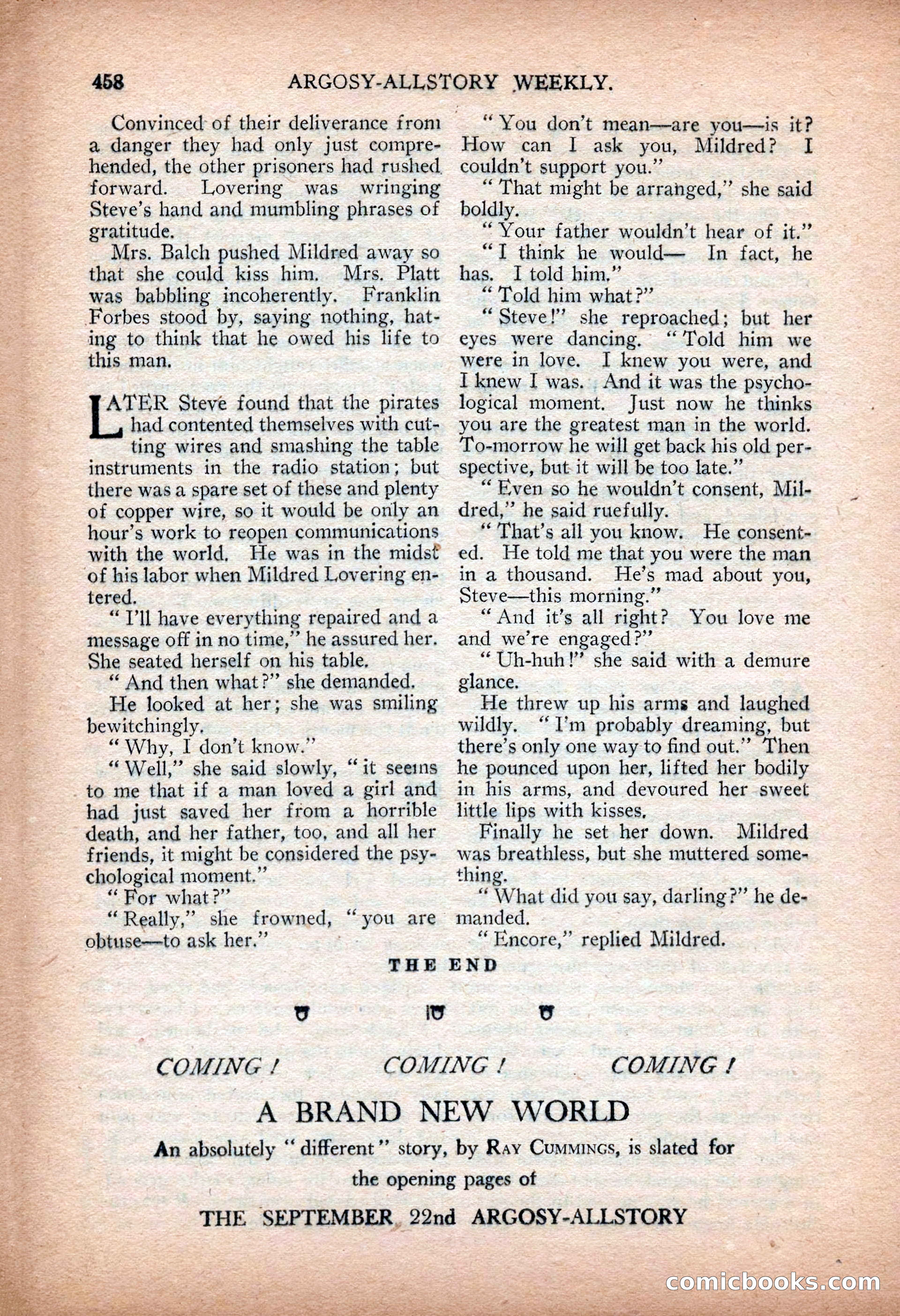 Argosy All-Story Weekly — "Sea Marauders" — page 36 of 156