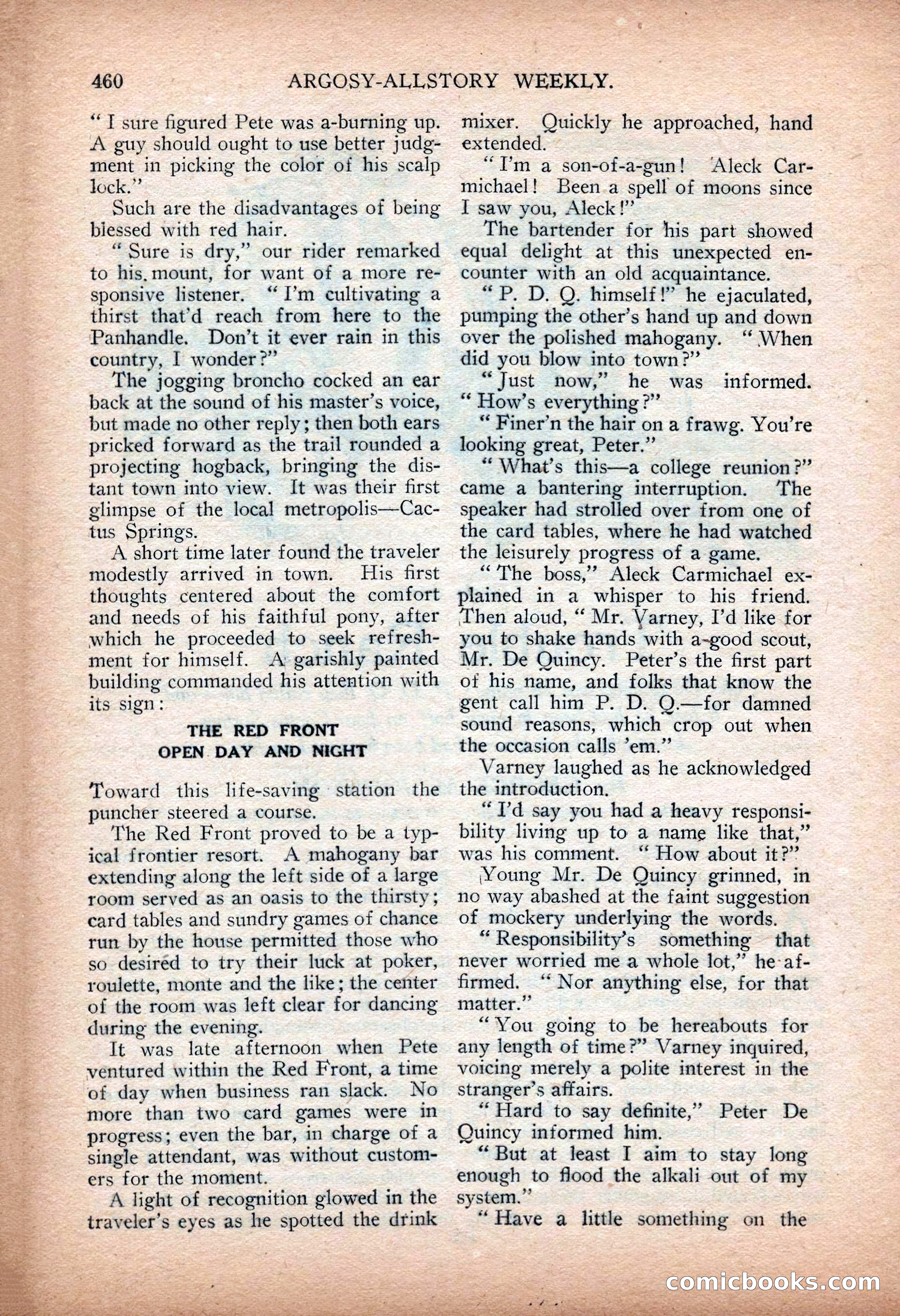 Argosy All-Story Weekly — "Sea Marauders" — page 38 of 156