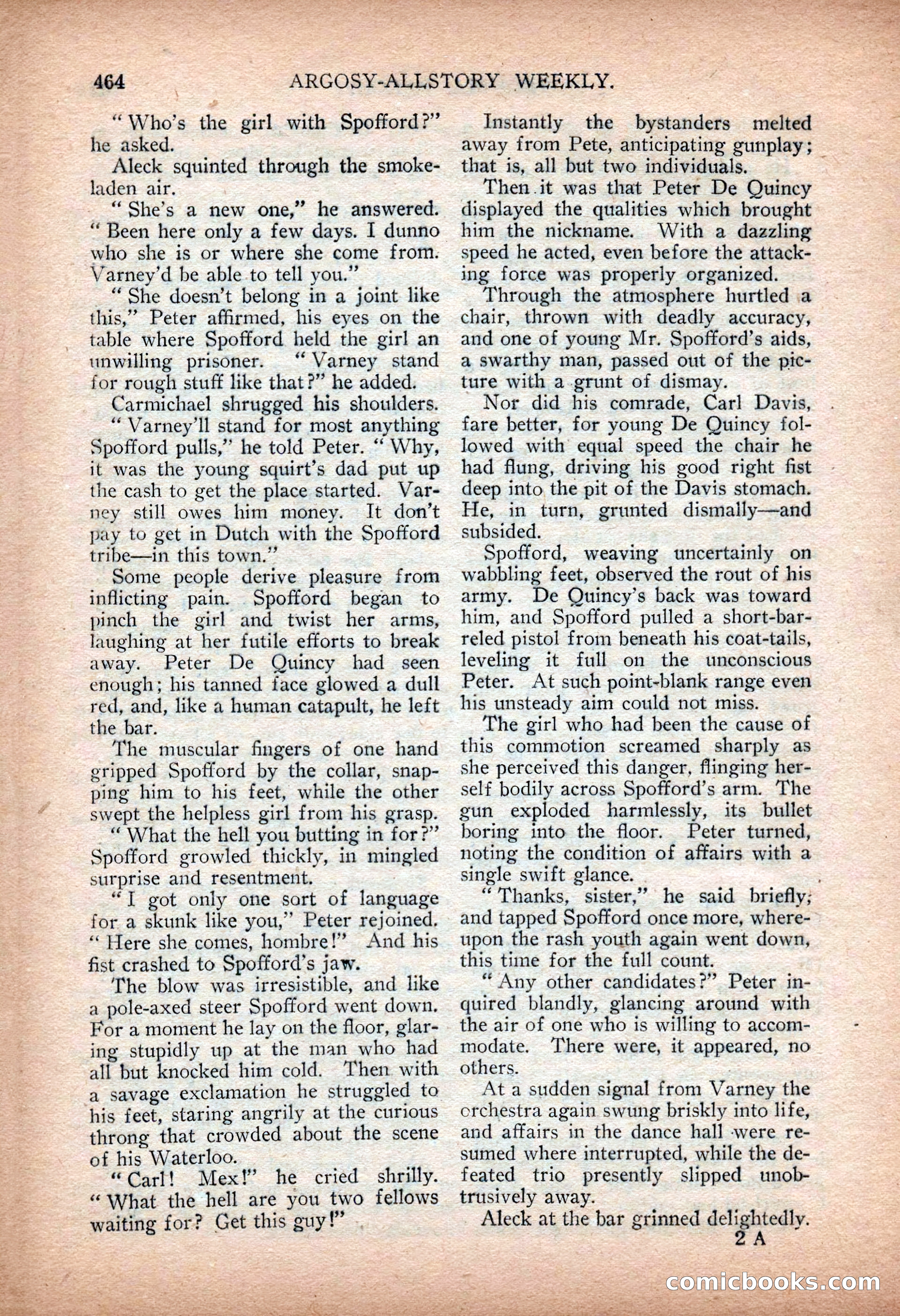 Argosy All-Story Weekly — "Sea Marauders" — page 42 of 156