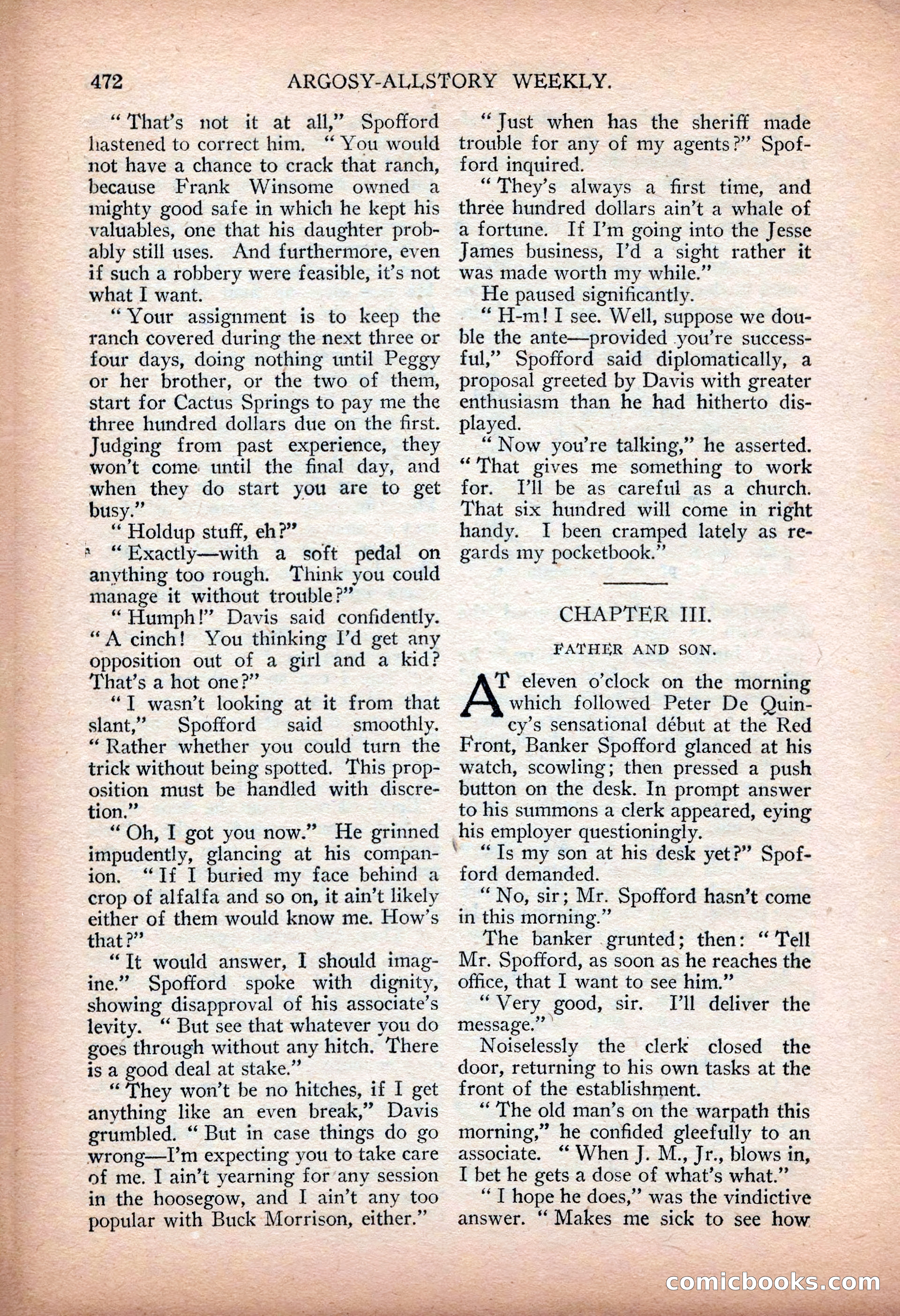 Argosy All-Story Weekly — "Sea Marauders" — page 50 of 156
