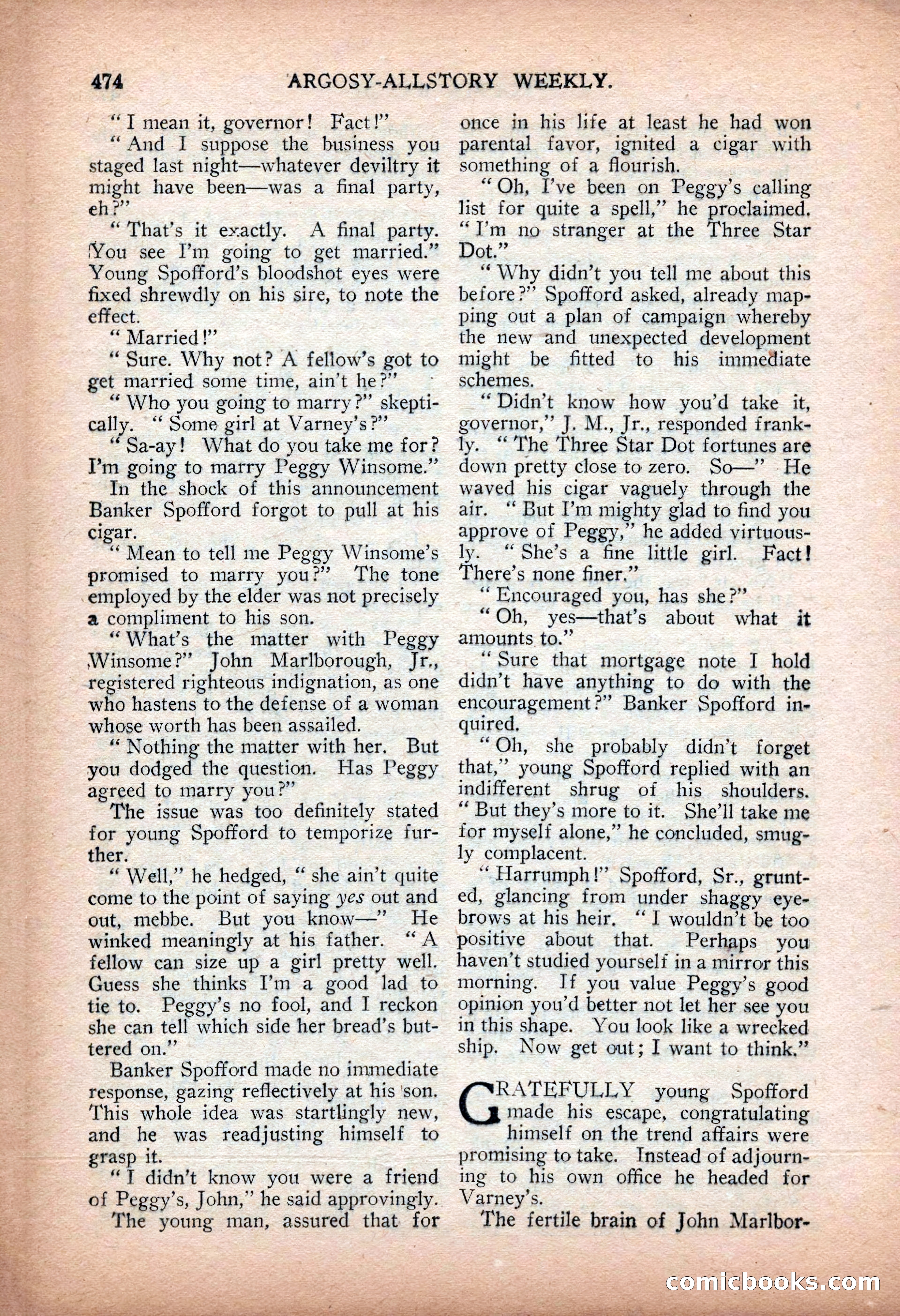 Argosy All-Story Weekly — "Sea Marauders" — page 52 of 156