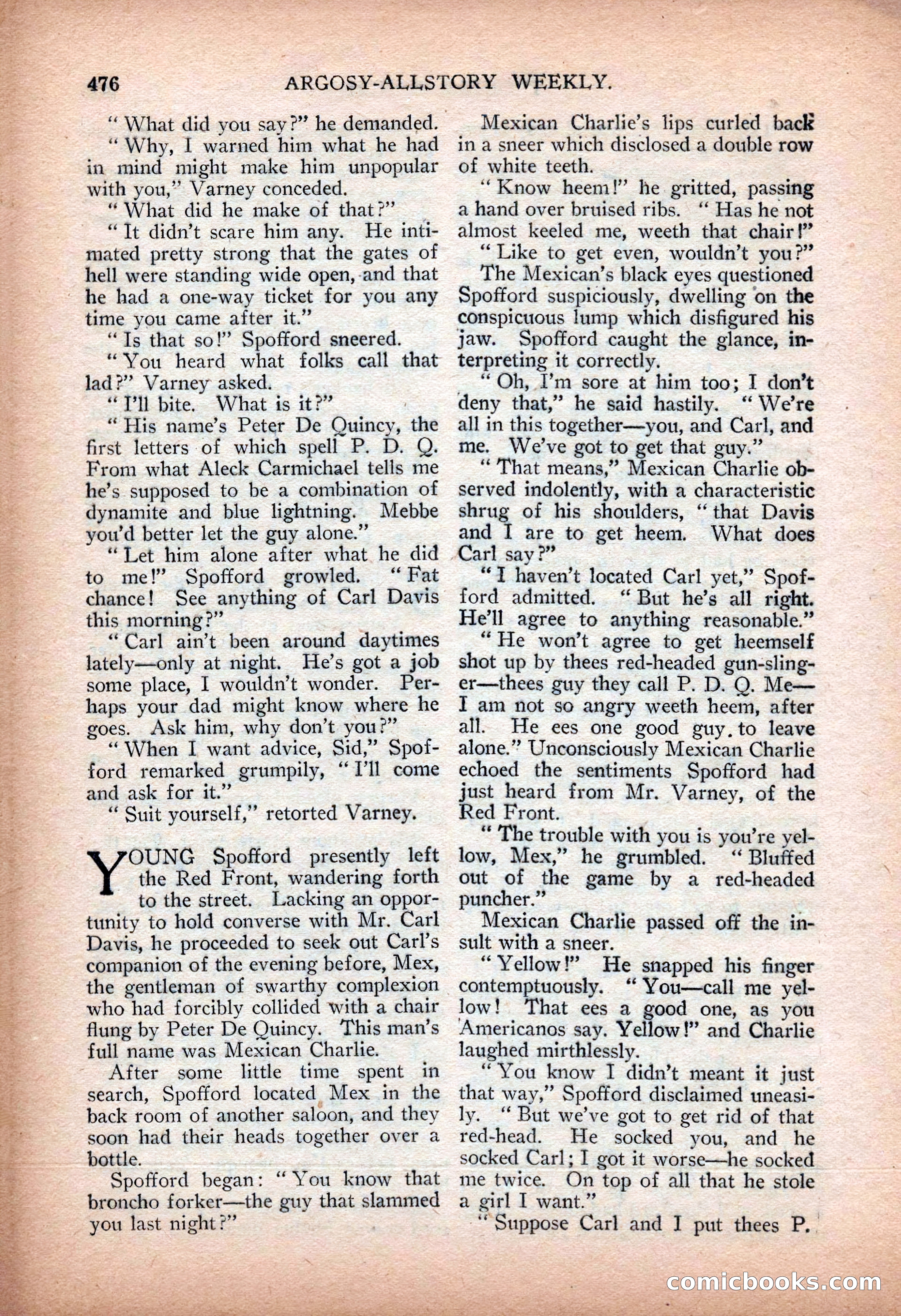 Argosy All-Story Weekly — "Sea Marauders" — page 54 of 156