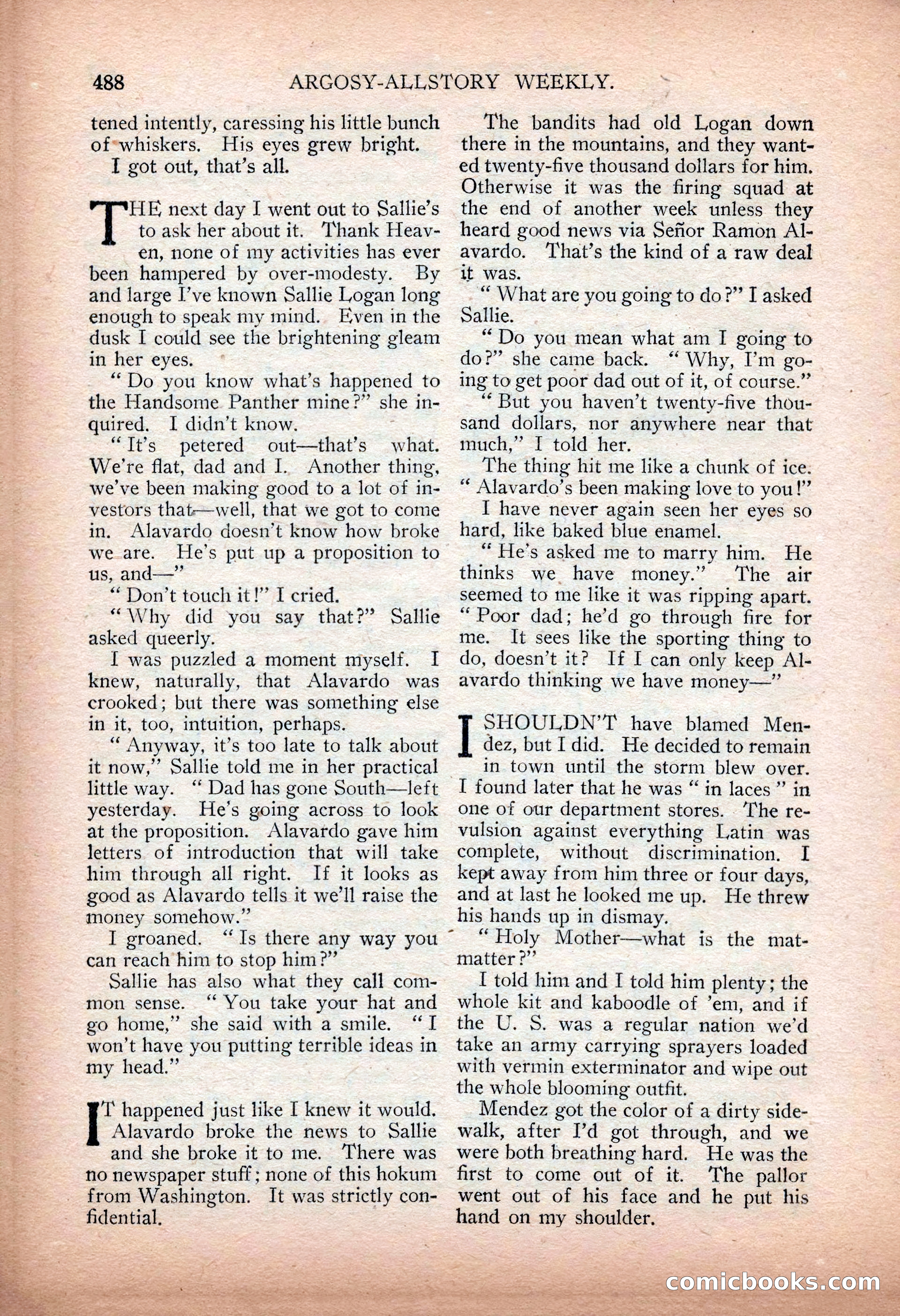 Argosy All-Story Weekly — "Sea Marauders" — page 66 of 156