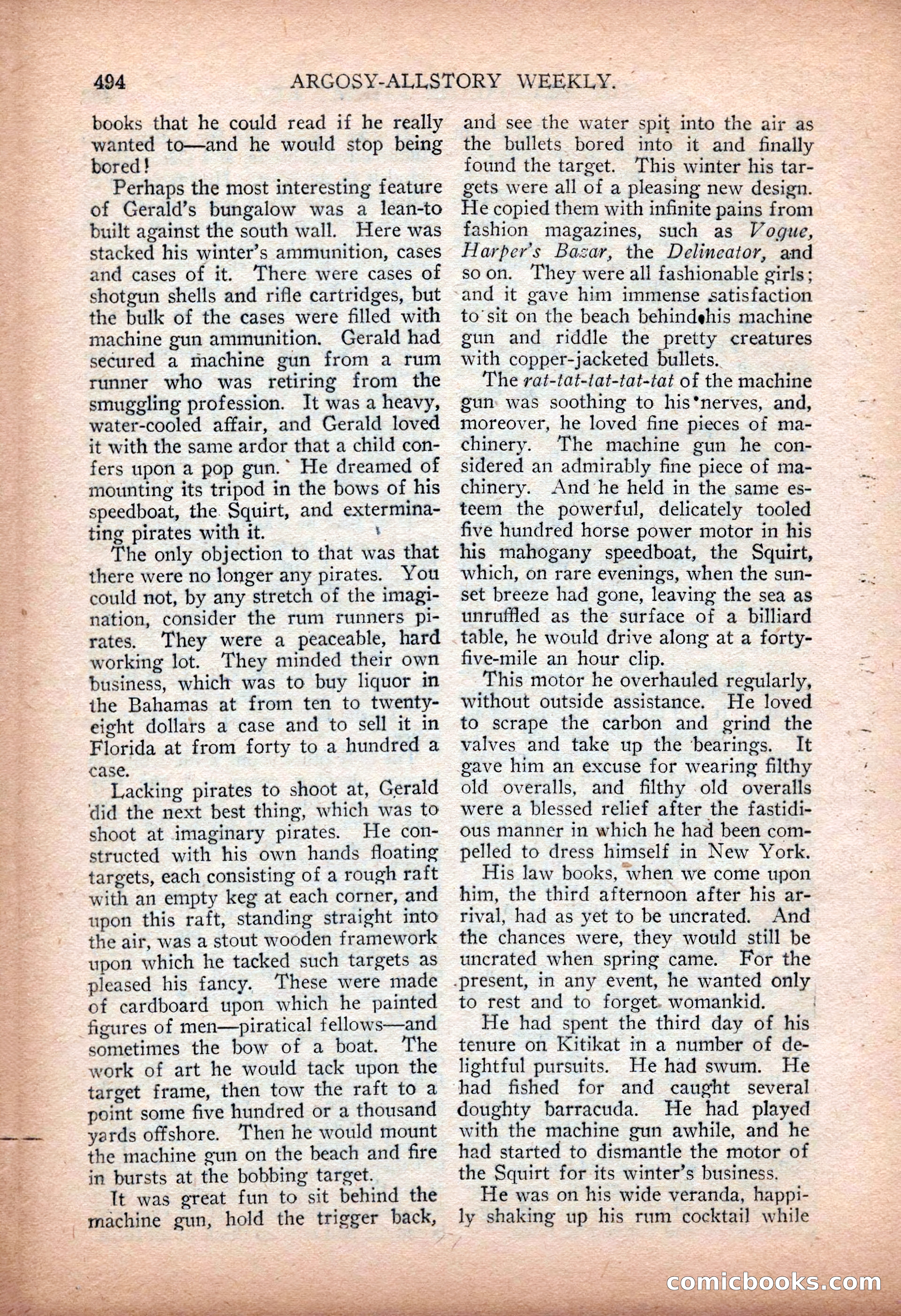 Argosy All-Story Weekly — "Sea Marauders" — page 72 of 156