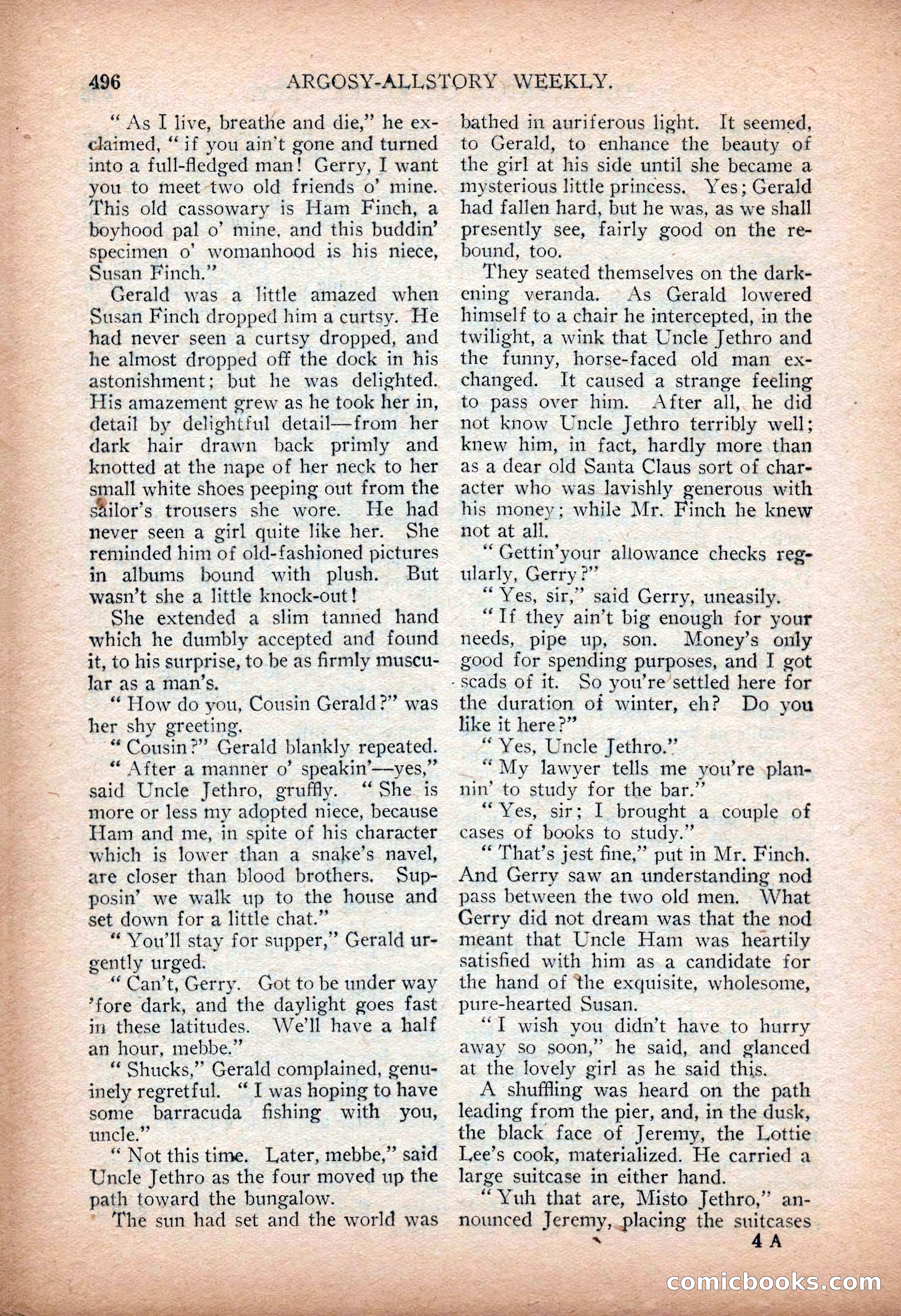 Argosy All-Story Weekly — "Sea Marauders" — page 74 of 156