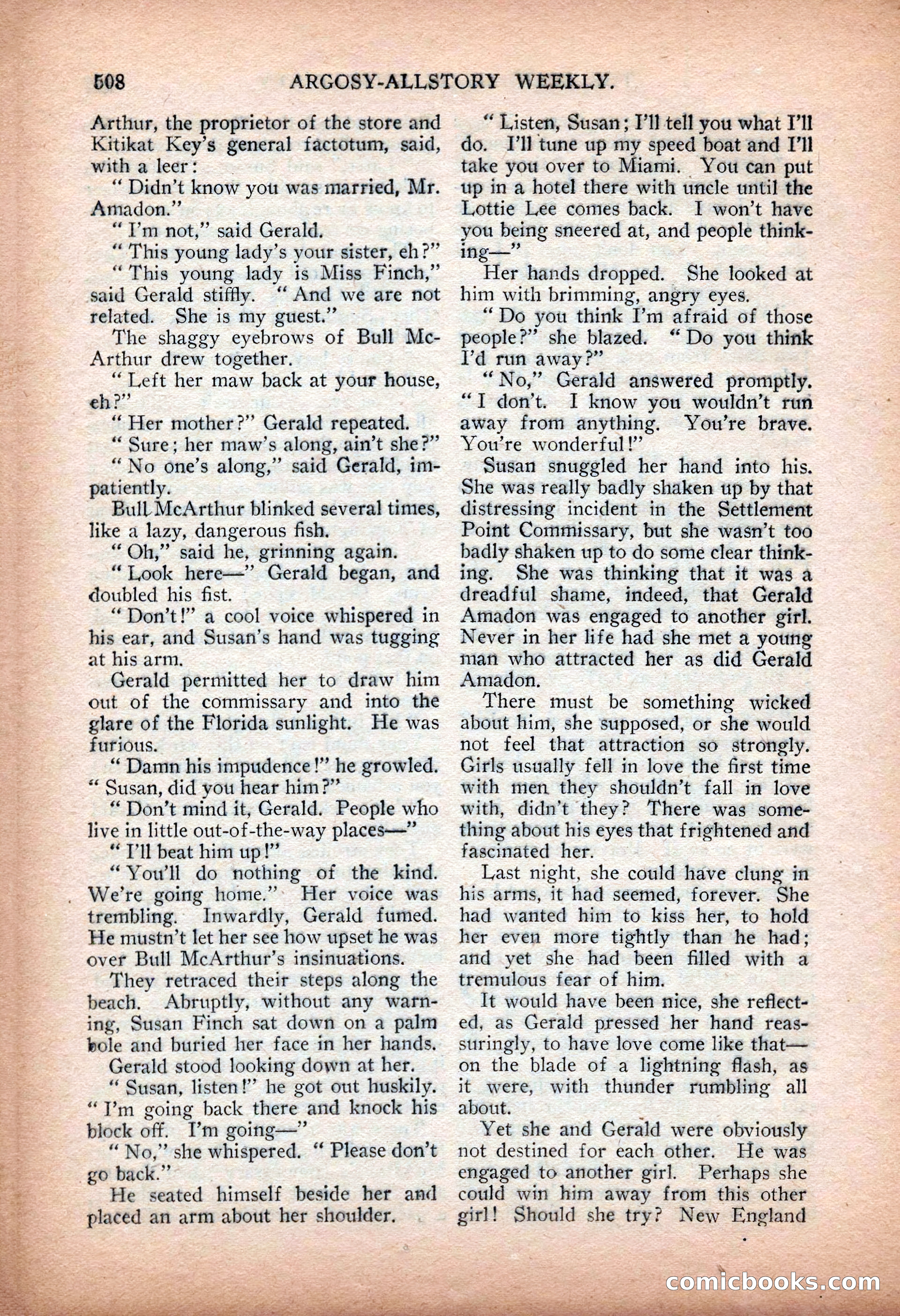 Argosy All-Story Weekly — "Sea Marauders" — page 86 of 156