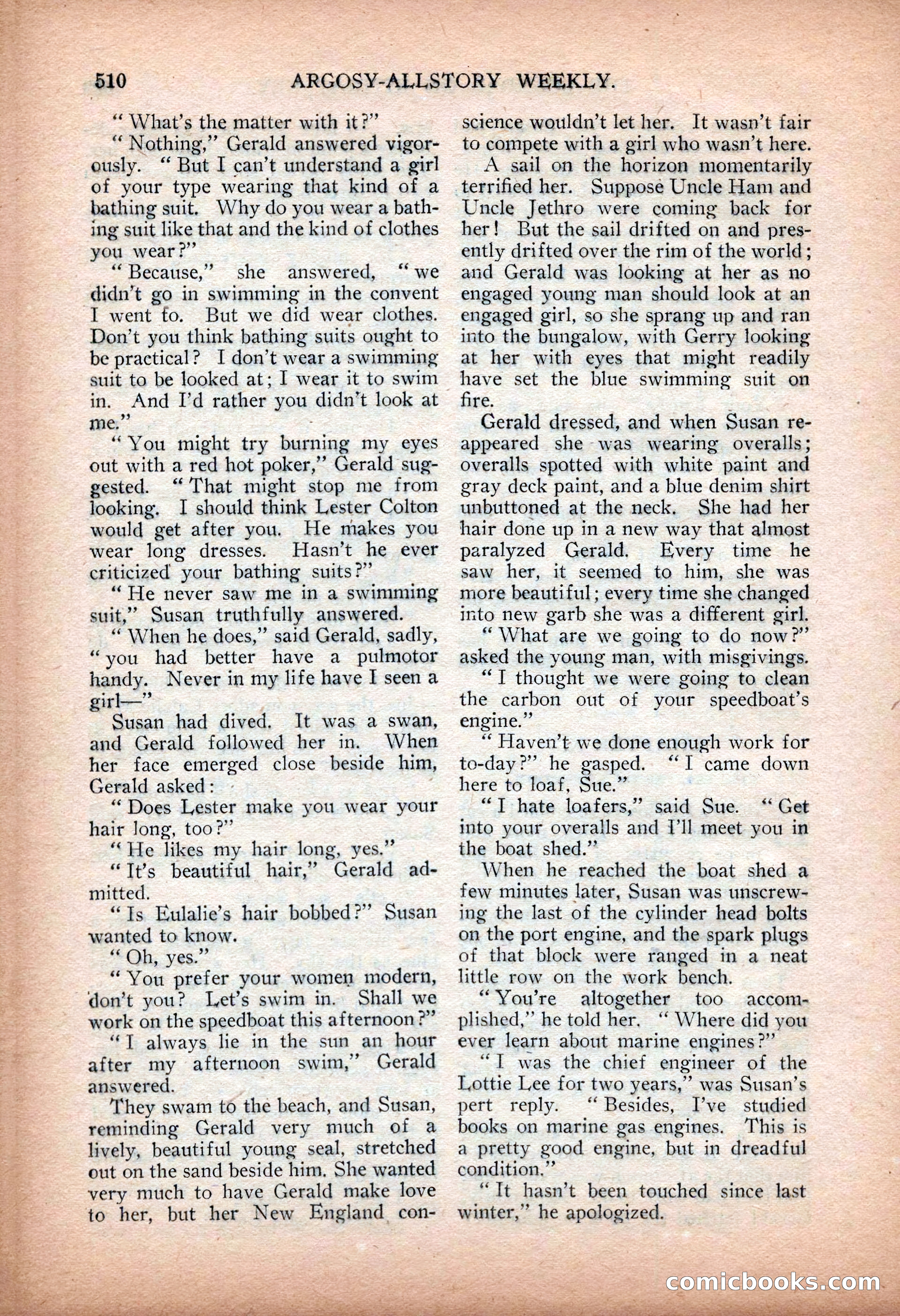 Argosy All-Story Weekly — "Sea Marauders" — page 88 of 156