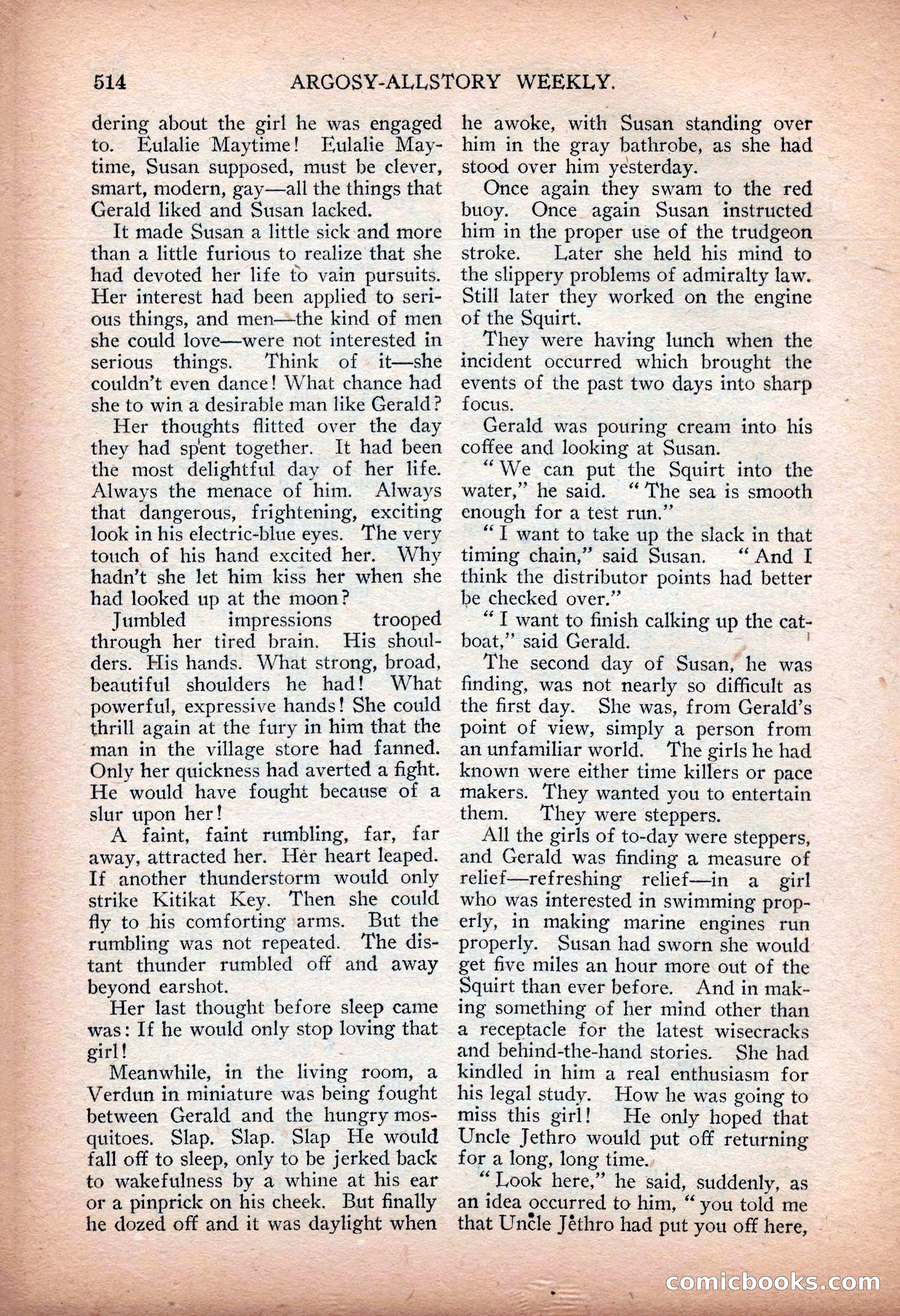 Argosy All-Story Weekly — "Sea Marauders" — page 92 of 156