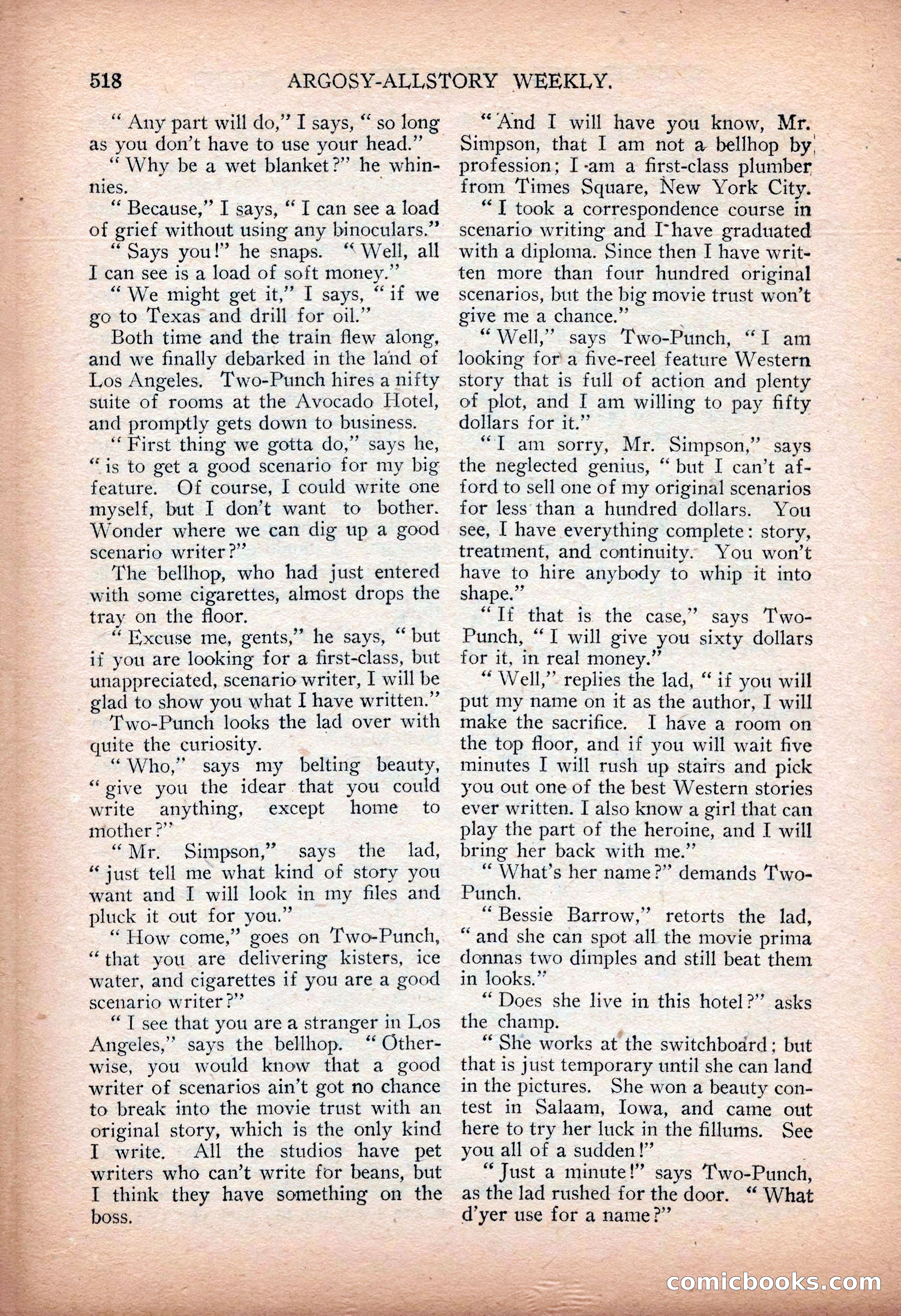 Argosy All-Story Weekly — "Sea Marauders" — page 96 of 156