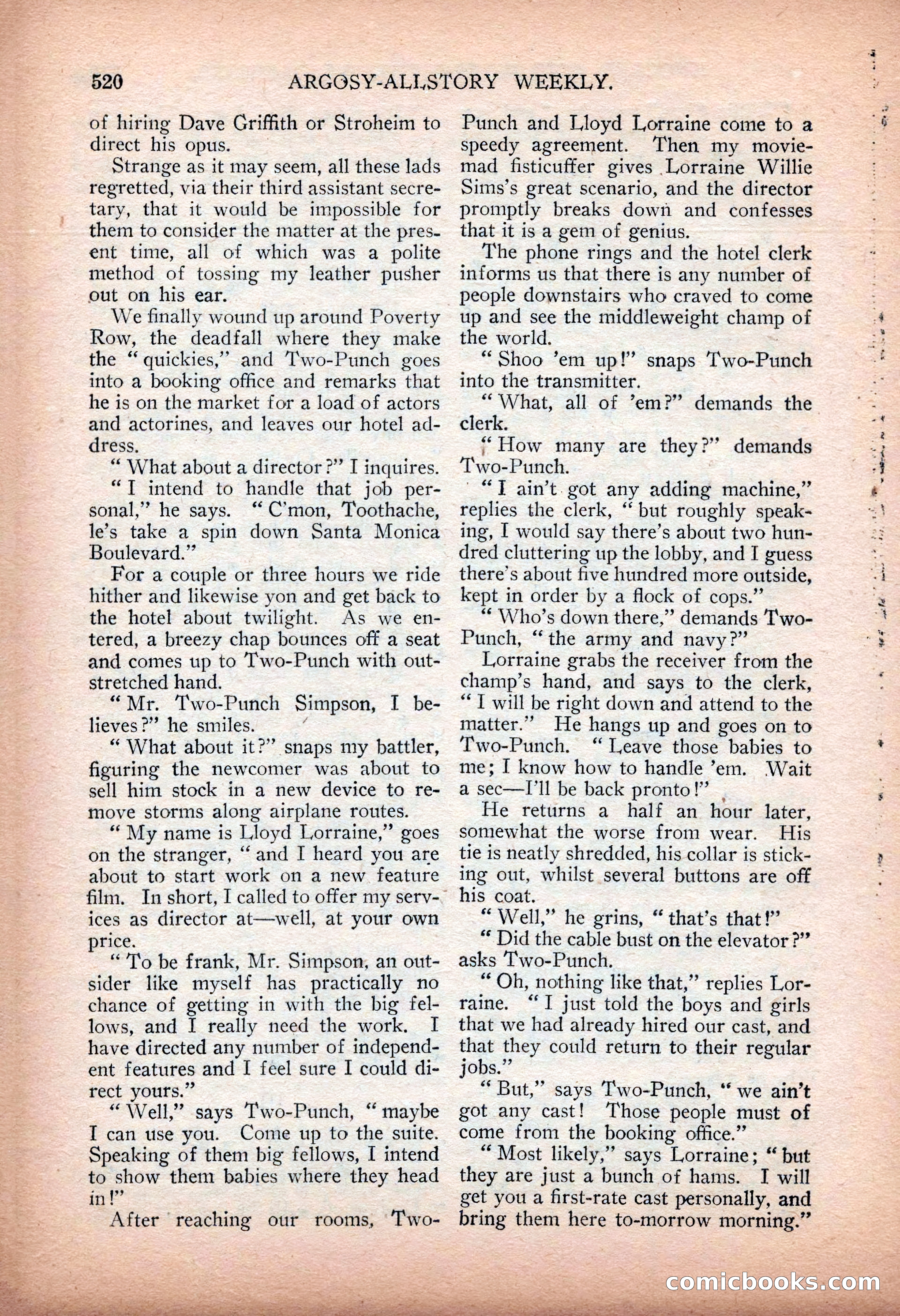 Argosy All-Story Weekly — "Sea Marauders" — page 98 of 156