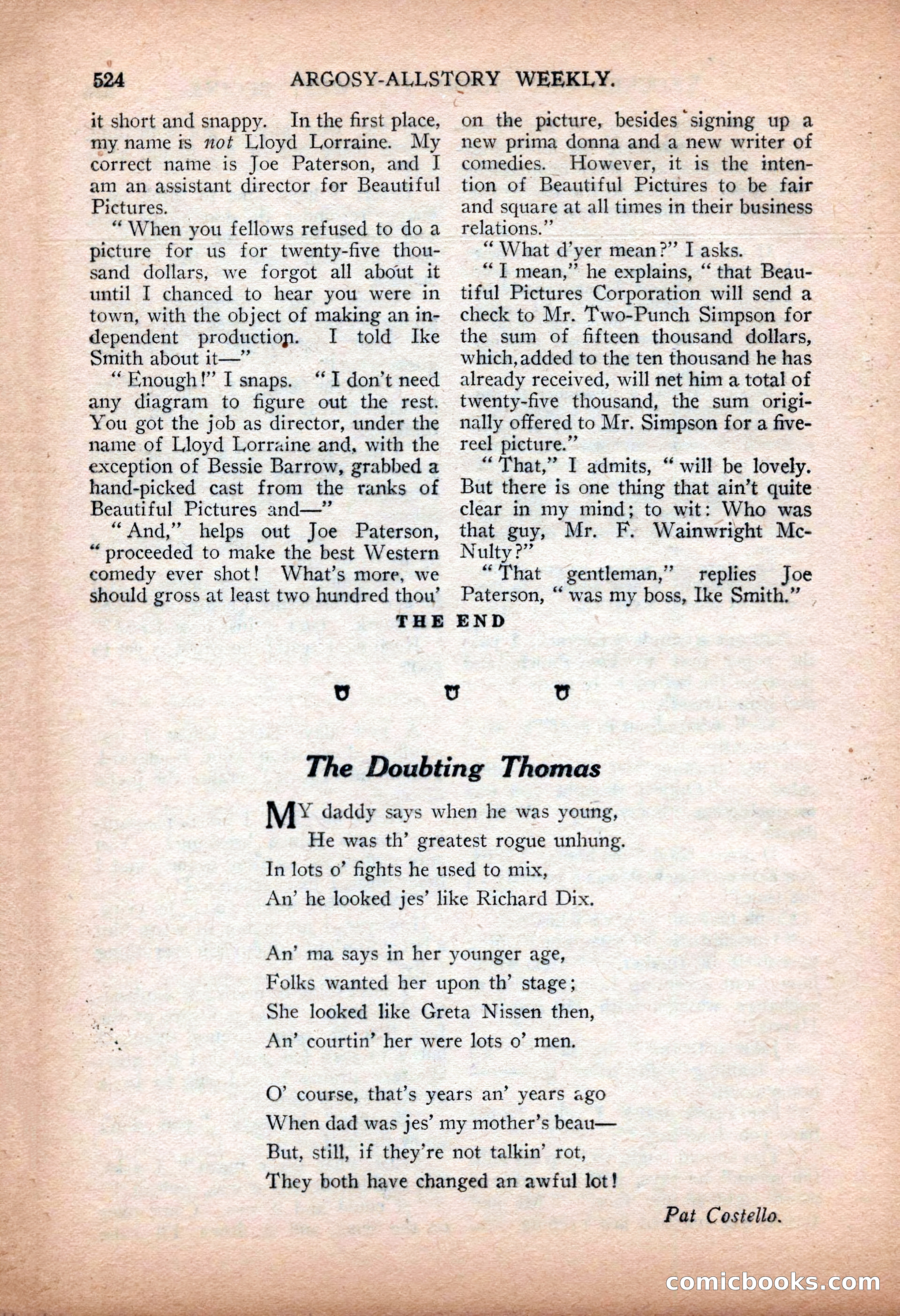 Argosy All-Story Weekly — "Sea Marauders" — page 102 of 156