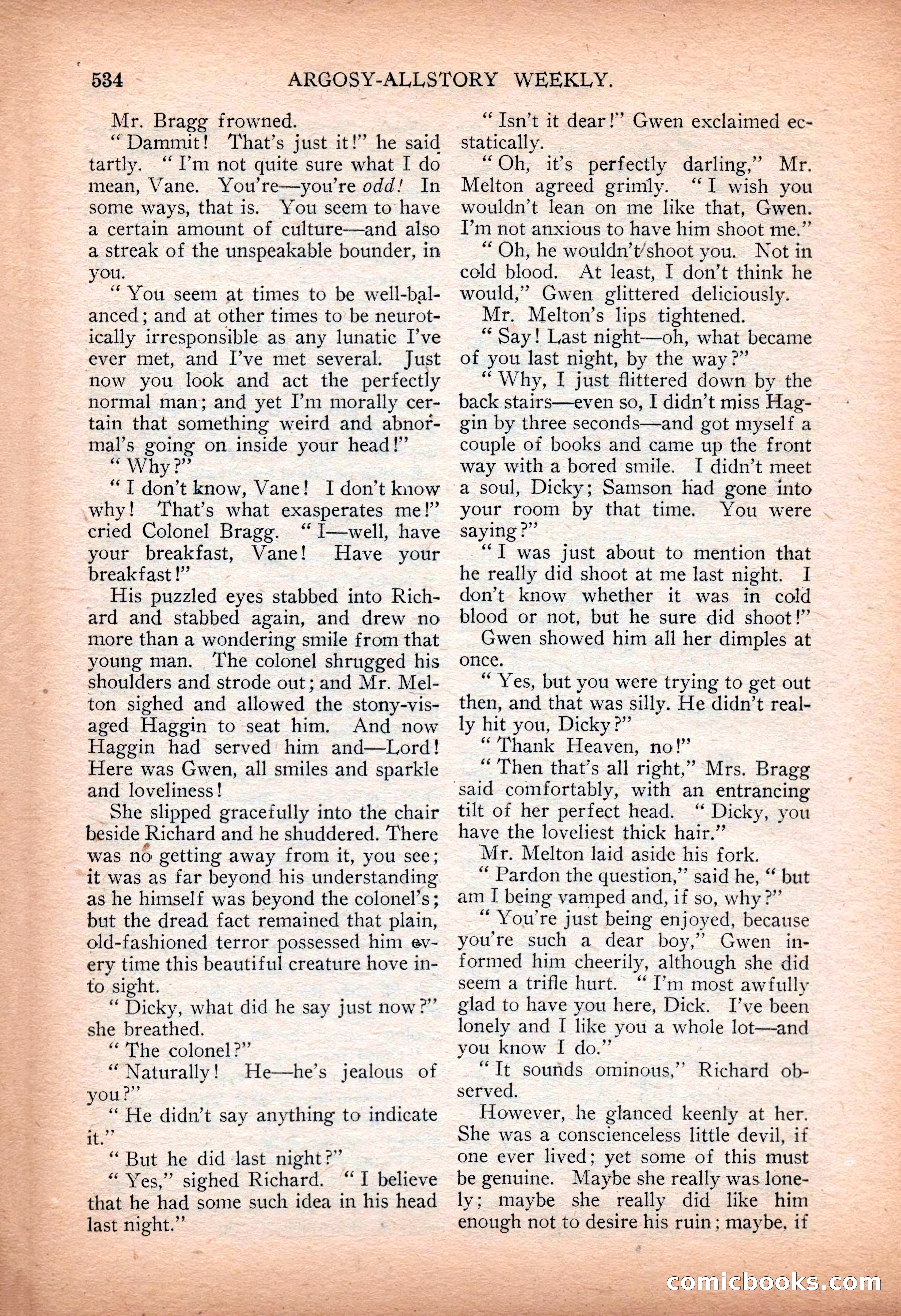 Argosy All-Story Weekly — "Sea Marauders" — page 112 of 156