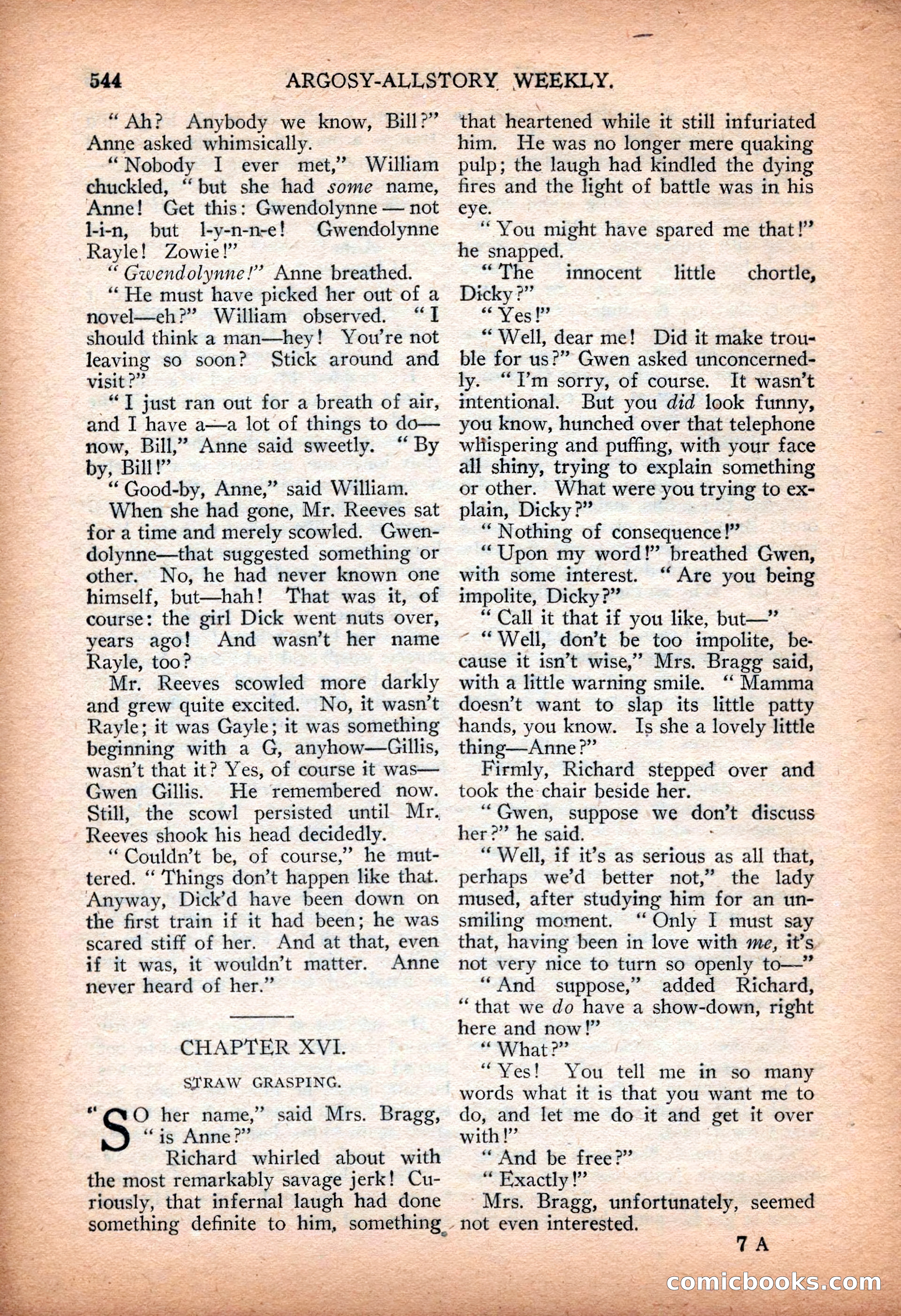 Argosy All-Story Weekly — "Sea Marauders" — page 122 of 156