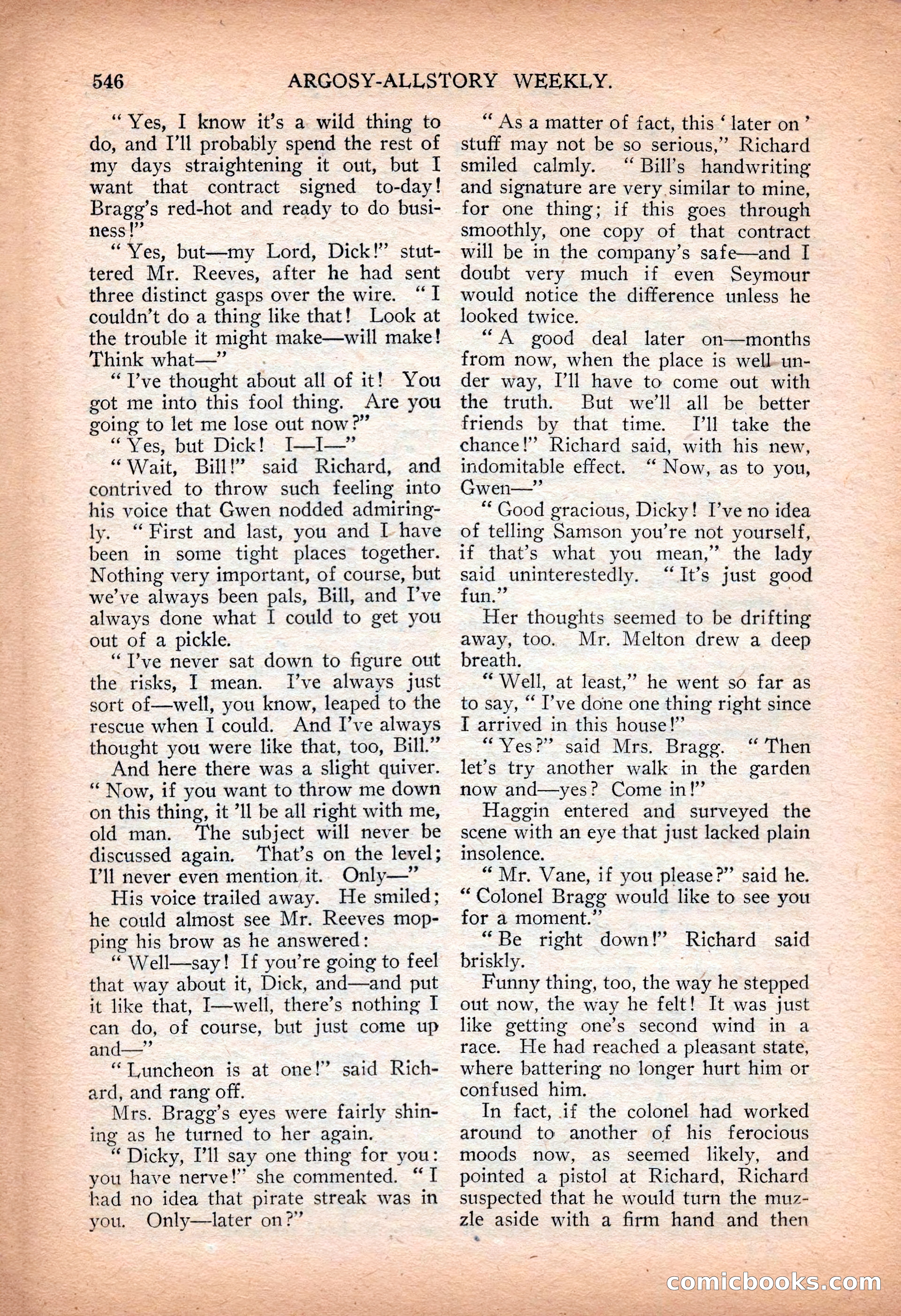 Argosy All-Story Weekly — "Sea Marauders" — page 124 of 156