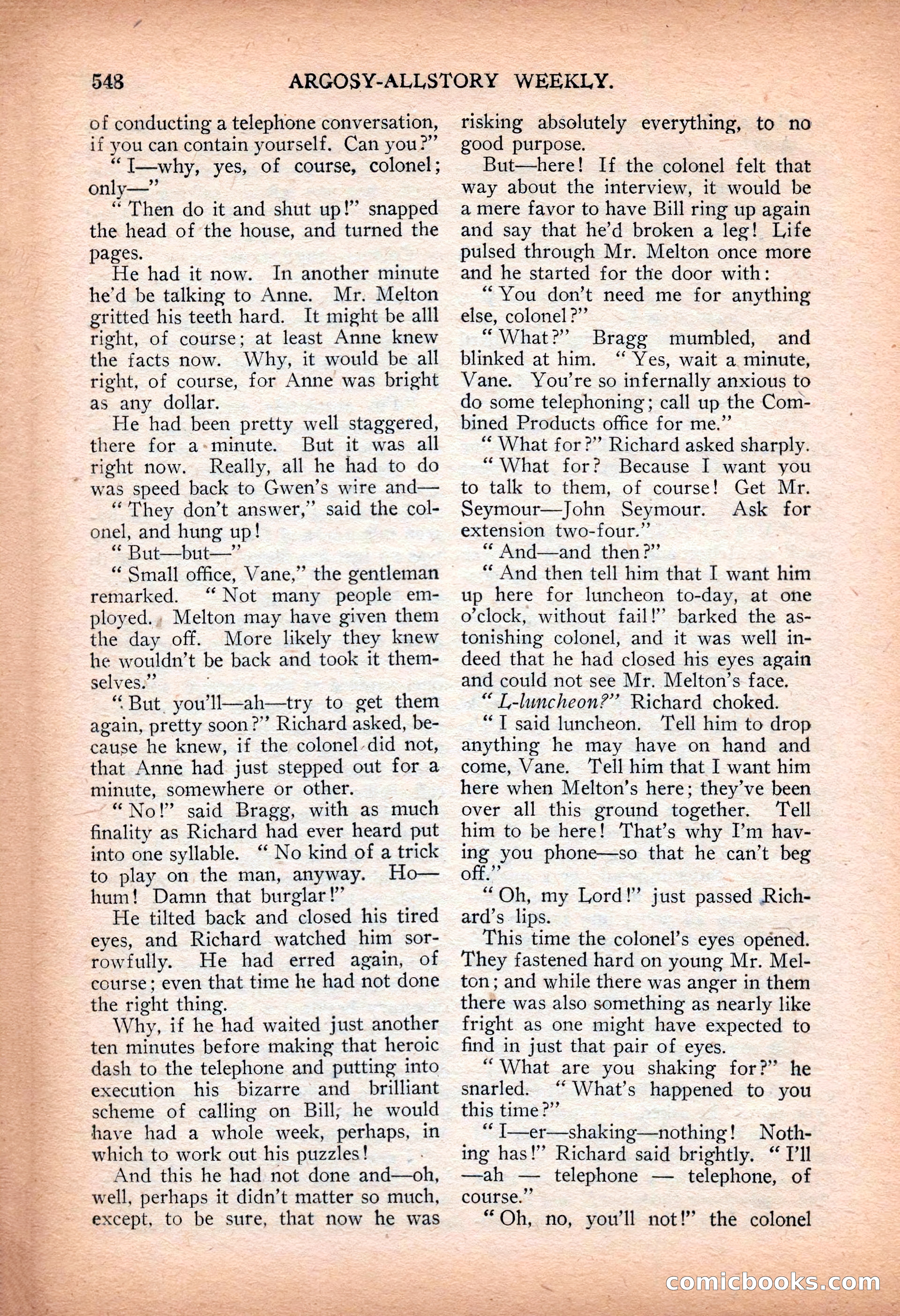 Argosy All-Story Weekly — "Sea Marauders" — page 126 of 156