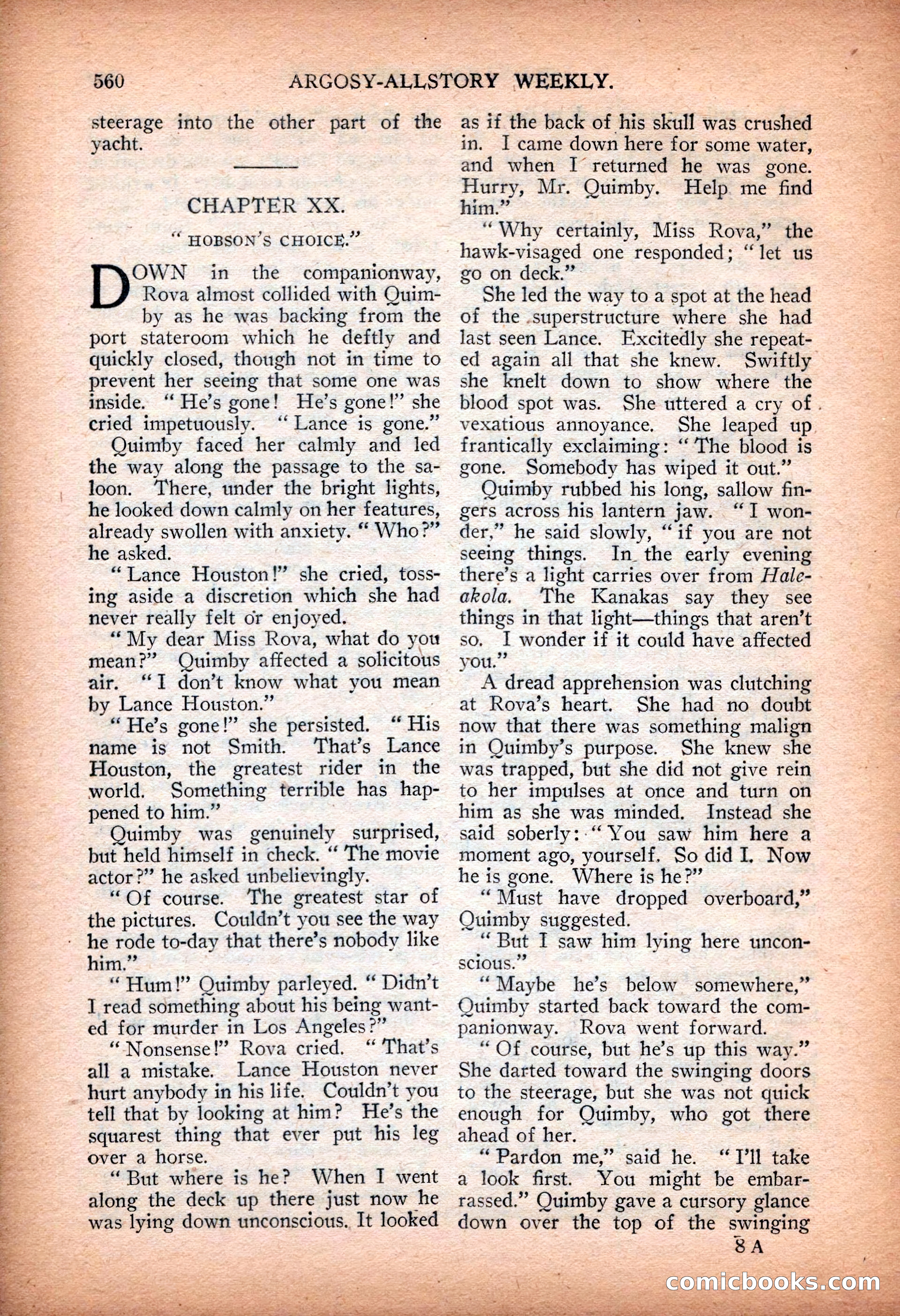 Argosy All-Story Weekly — "Sea Marauders" — page 138 of 156