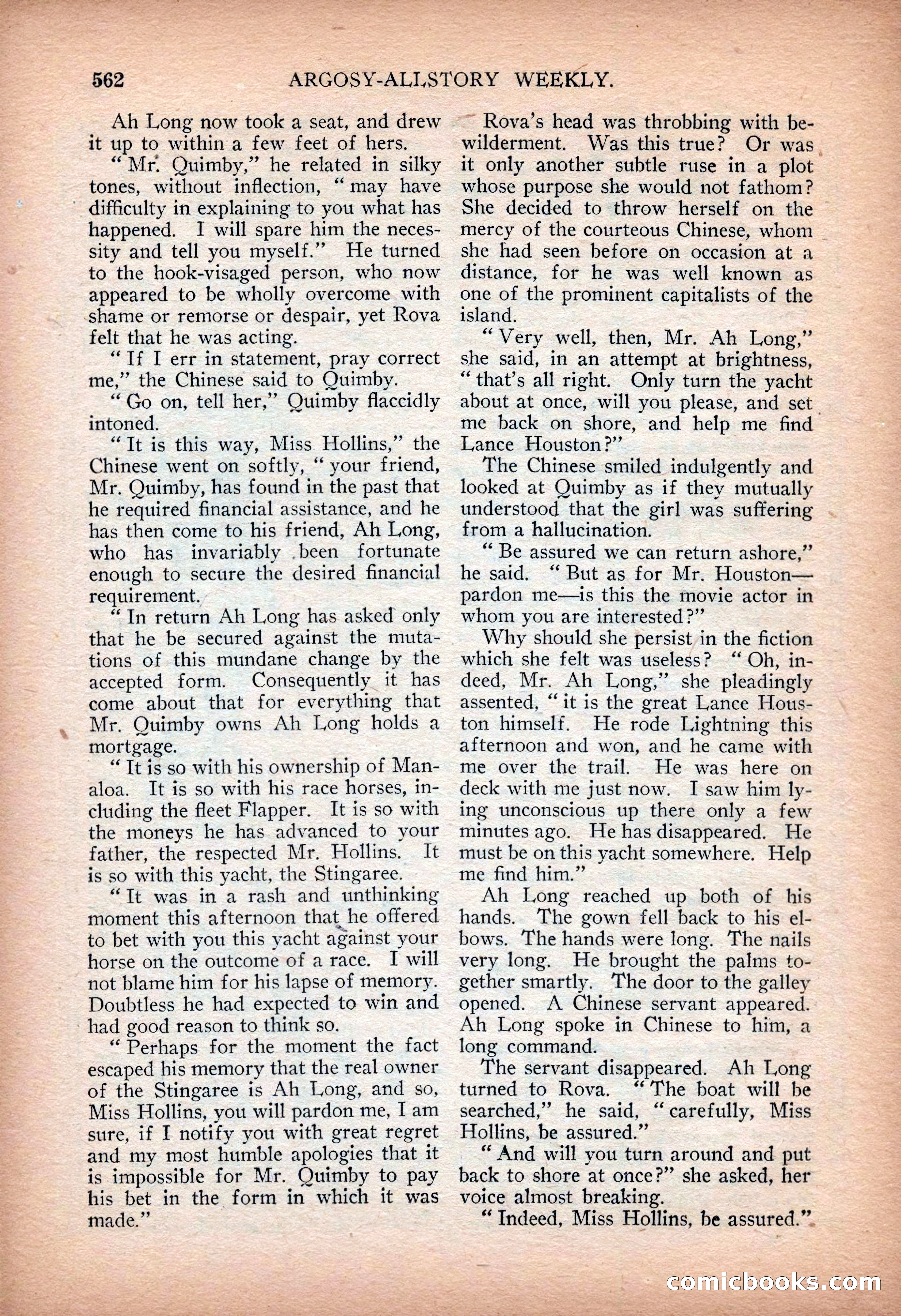 Argosy All-Story Weekly — "Sea Marauders" — page 140 of 156