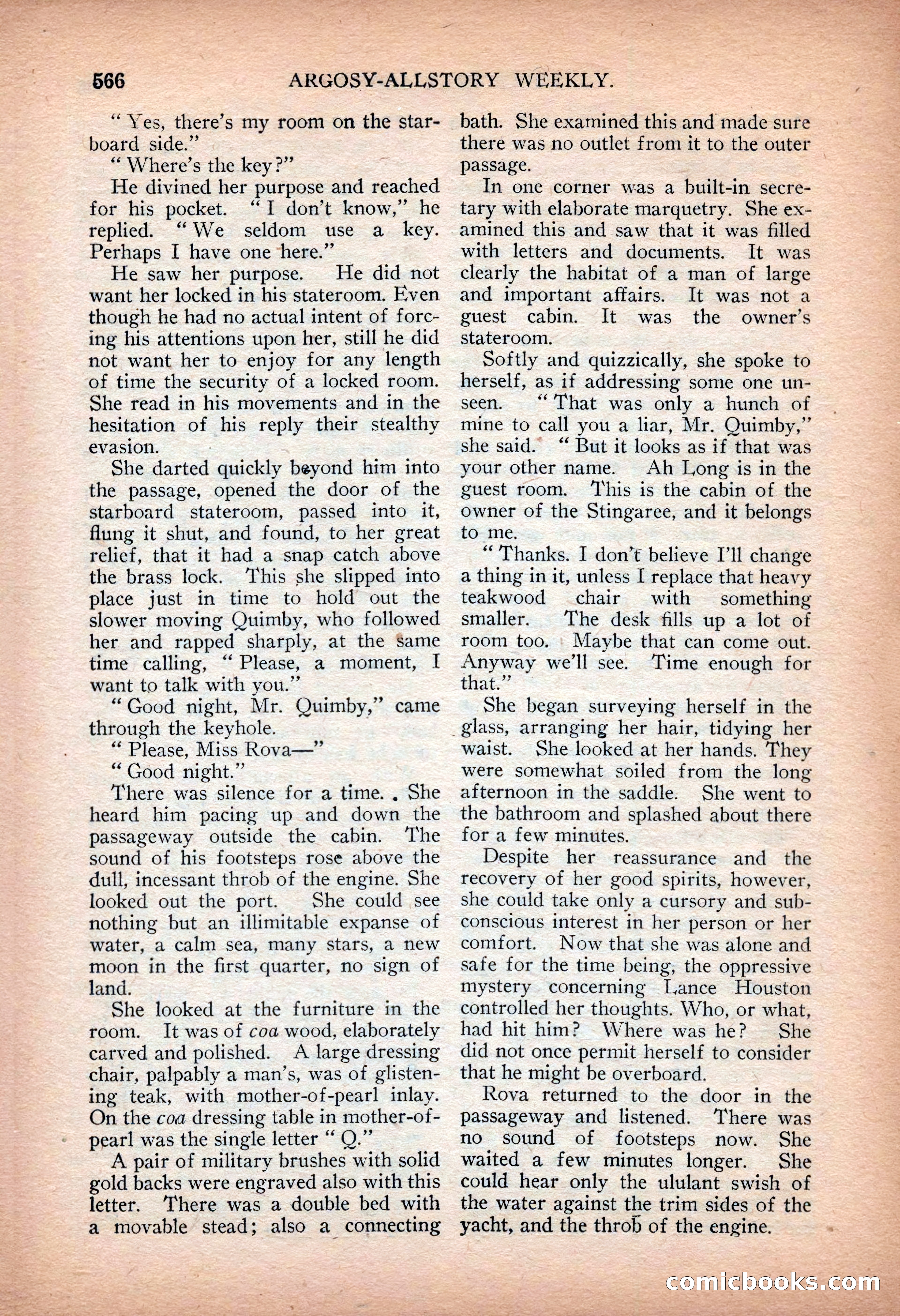 Argosy All-Story Weekly — "Sea Marauders" — page 144 of 156