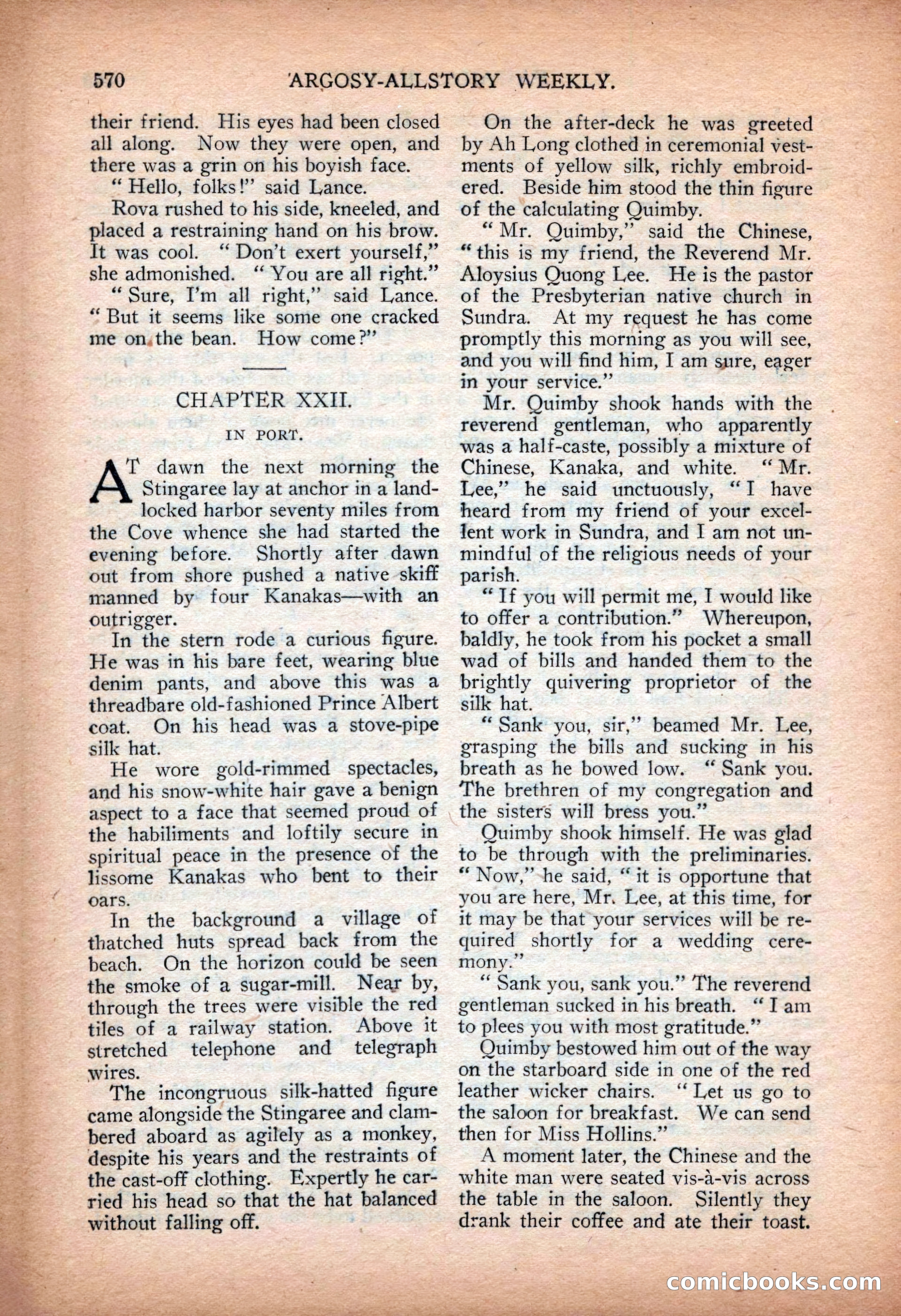 Argosy All-Story Weekly — "Sea Marauders" — page 148 of 156