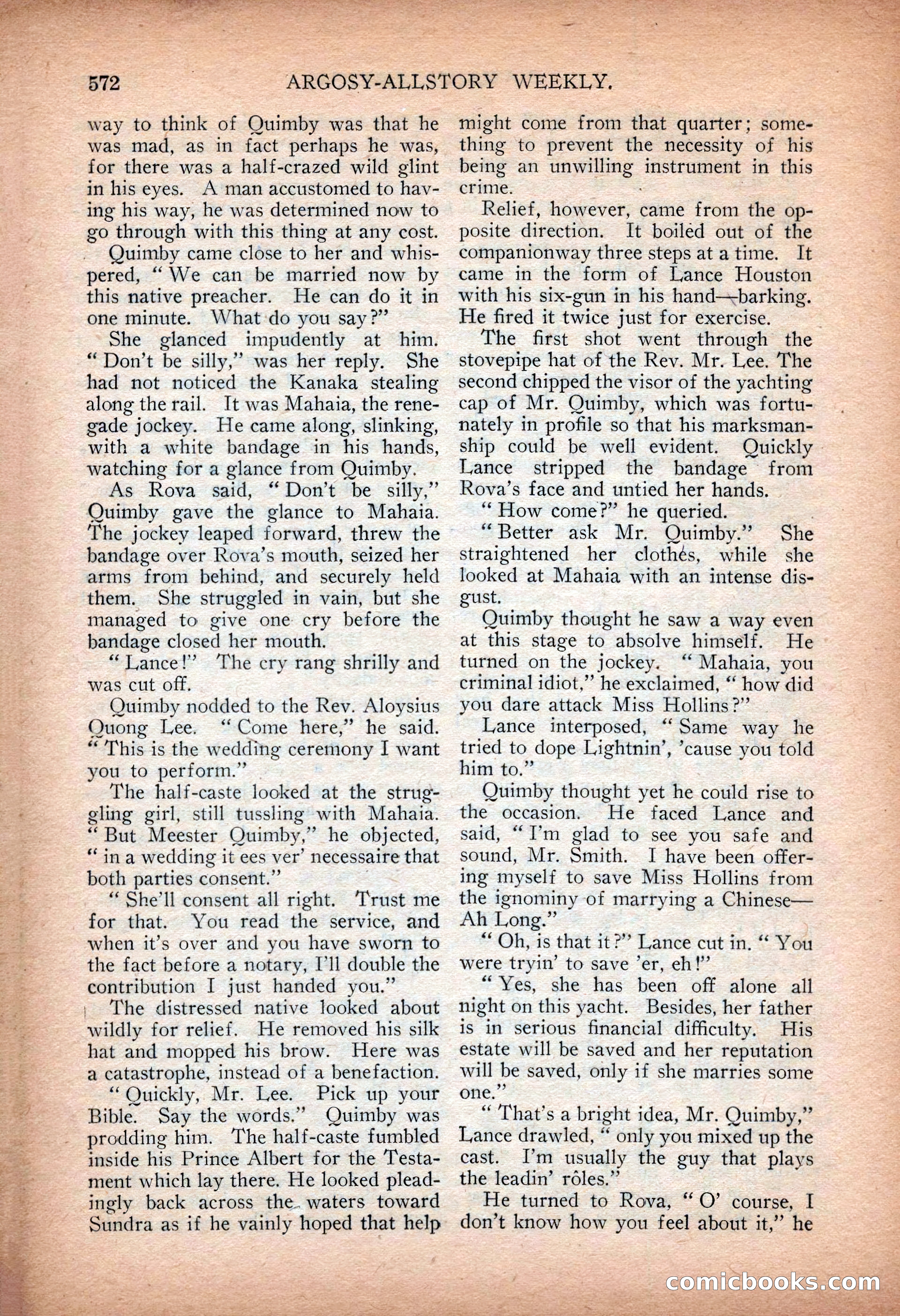 Argosy All-Story Weekly — "Sea Marauders" — page 150 of 156