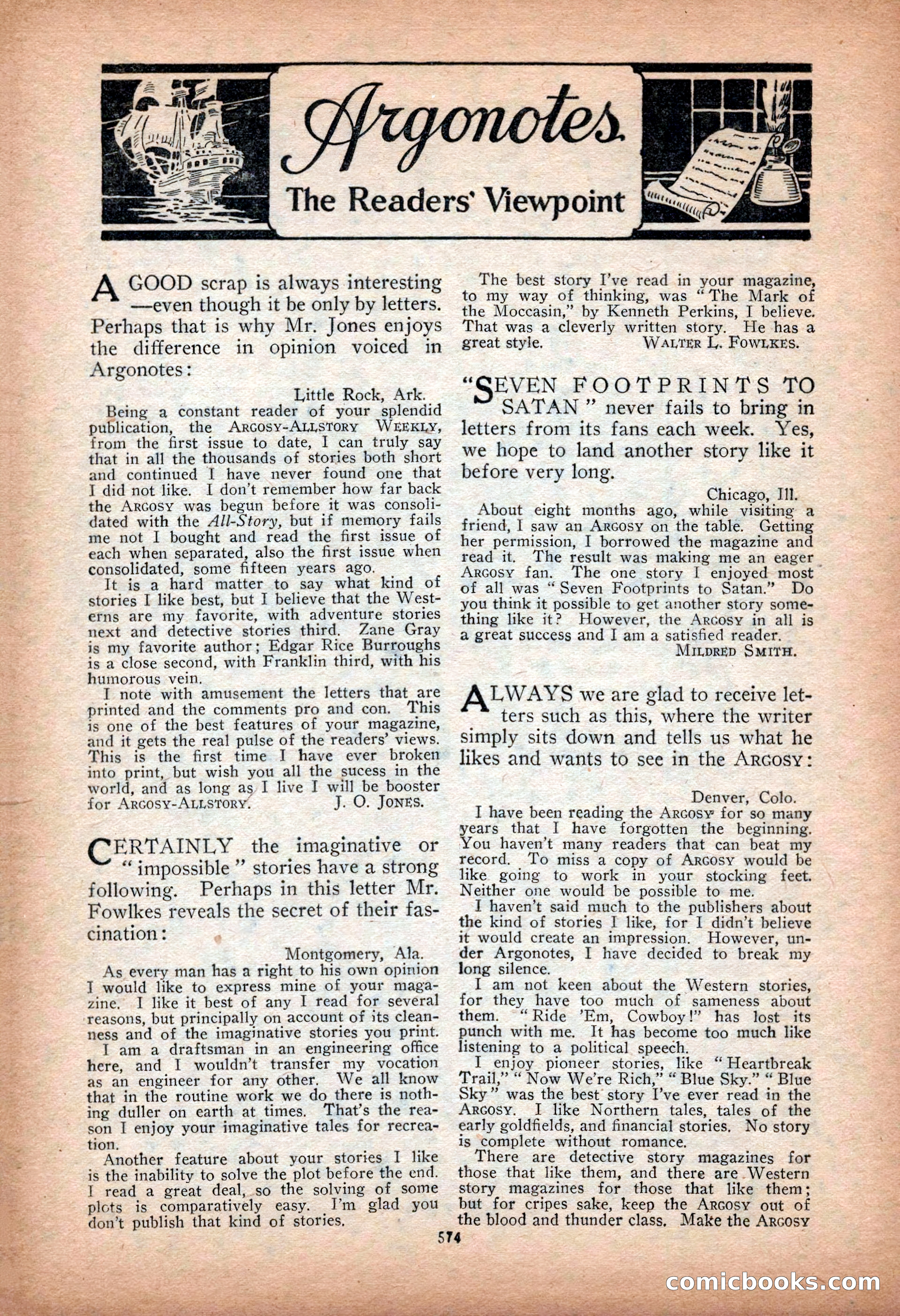 Argosy All-Story Weekly — "Sea Marauders" — page 152 of 156