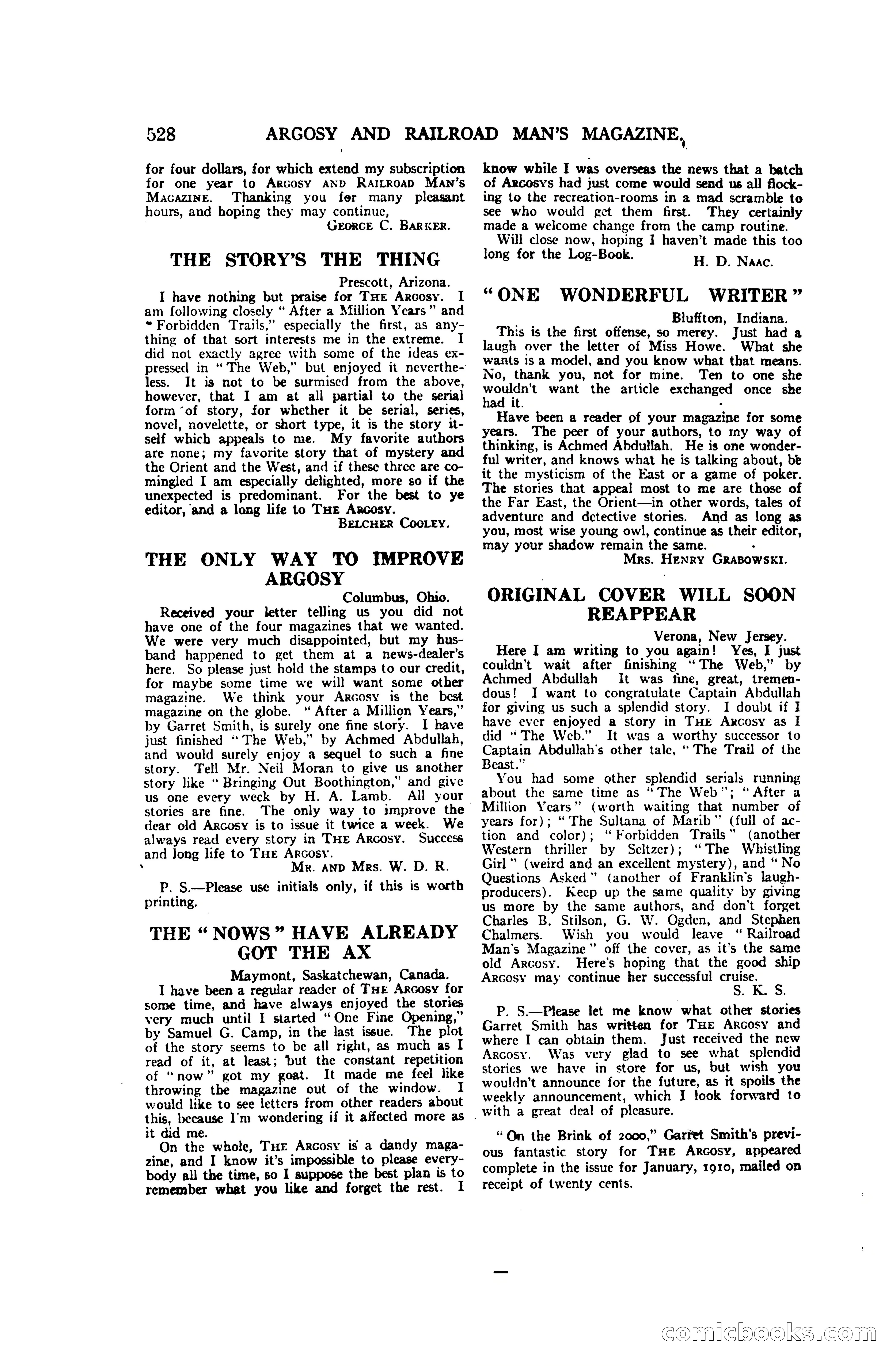 Argosy and Railroad Man's Magazine, Vol. 107 No. 3 — page 186 of 196