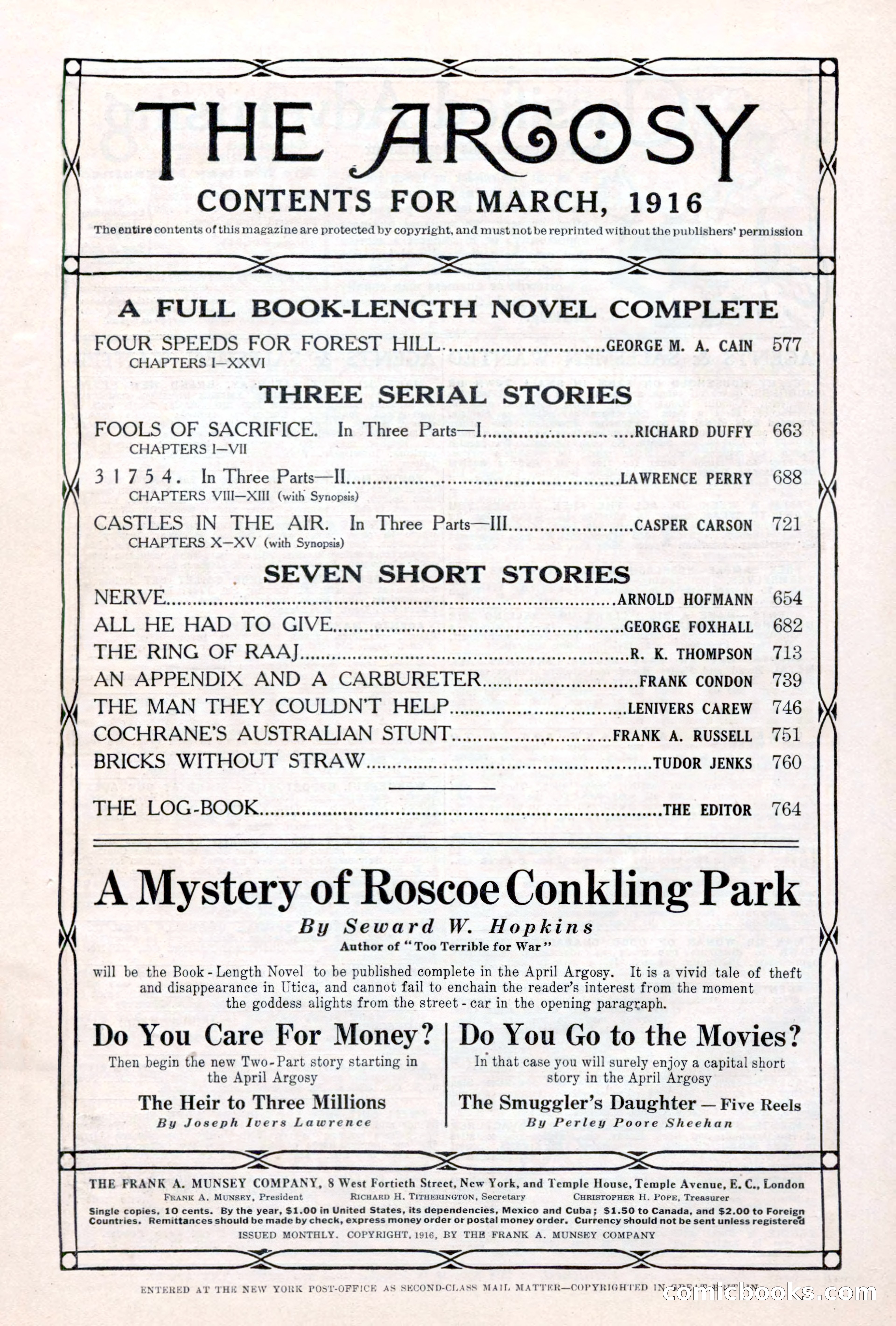 The Argosy, Vol. 81, No. 4 — page 5 of 216