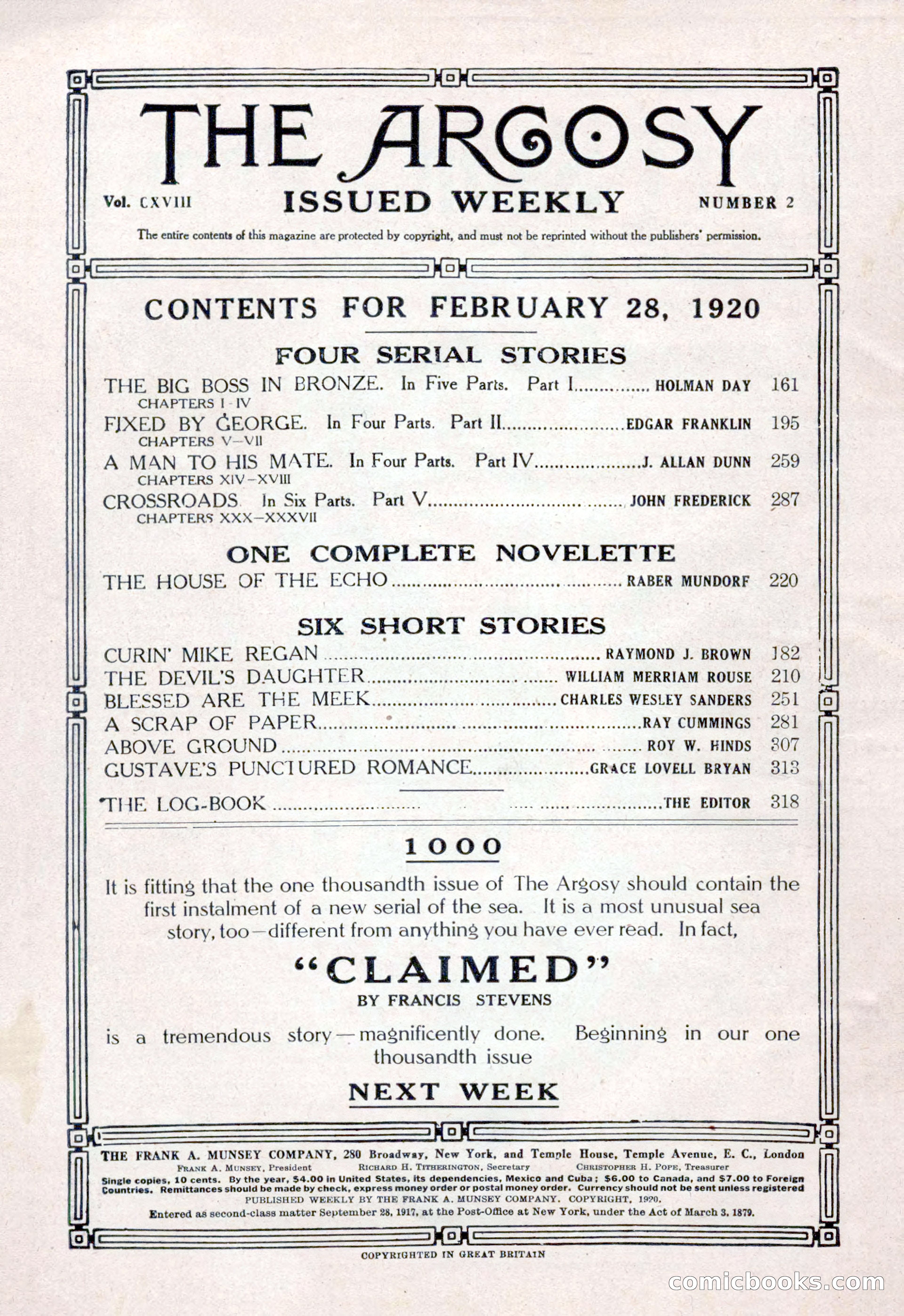 Argosy, Vol. 118, No. 2 — page 4 of 180