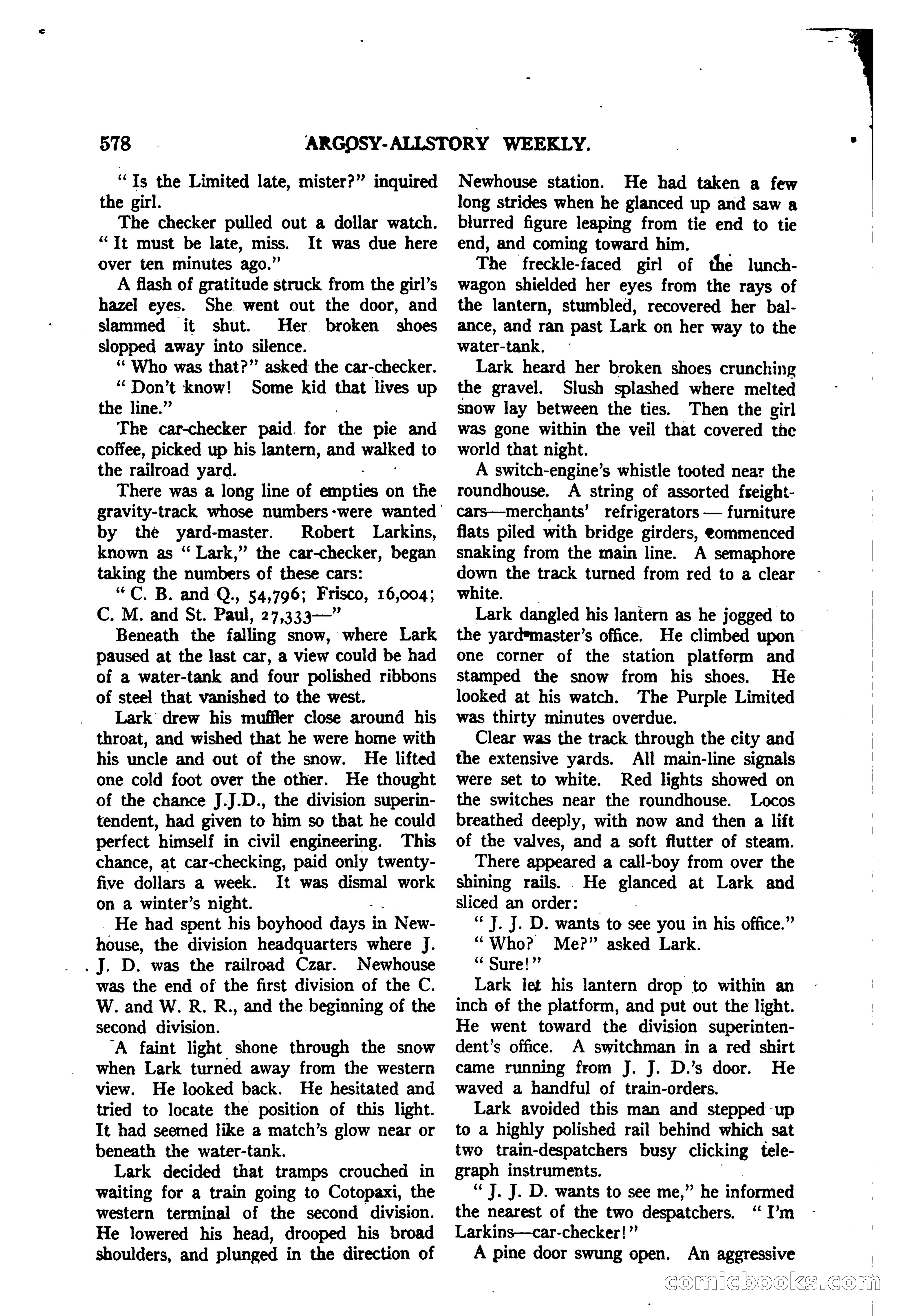 Argosy All-Story Weekly — "The Purple Limited" — page 12 of 208