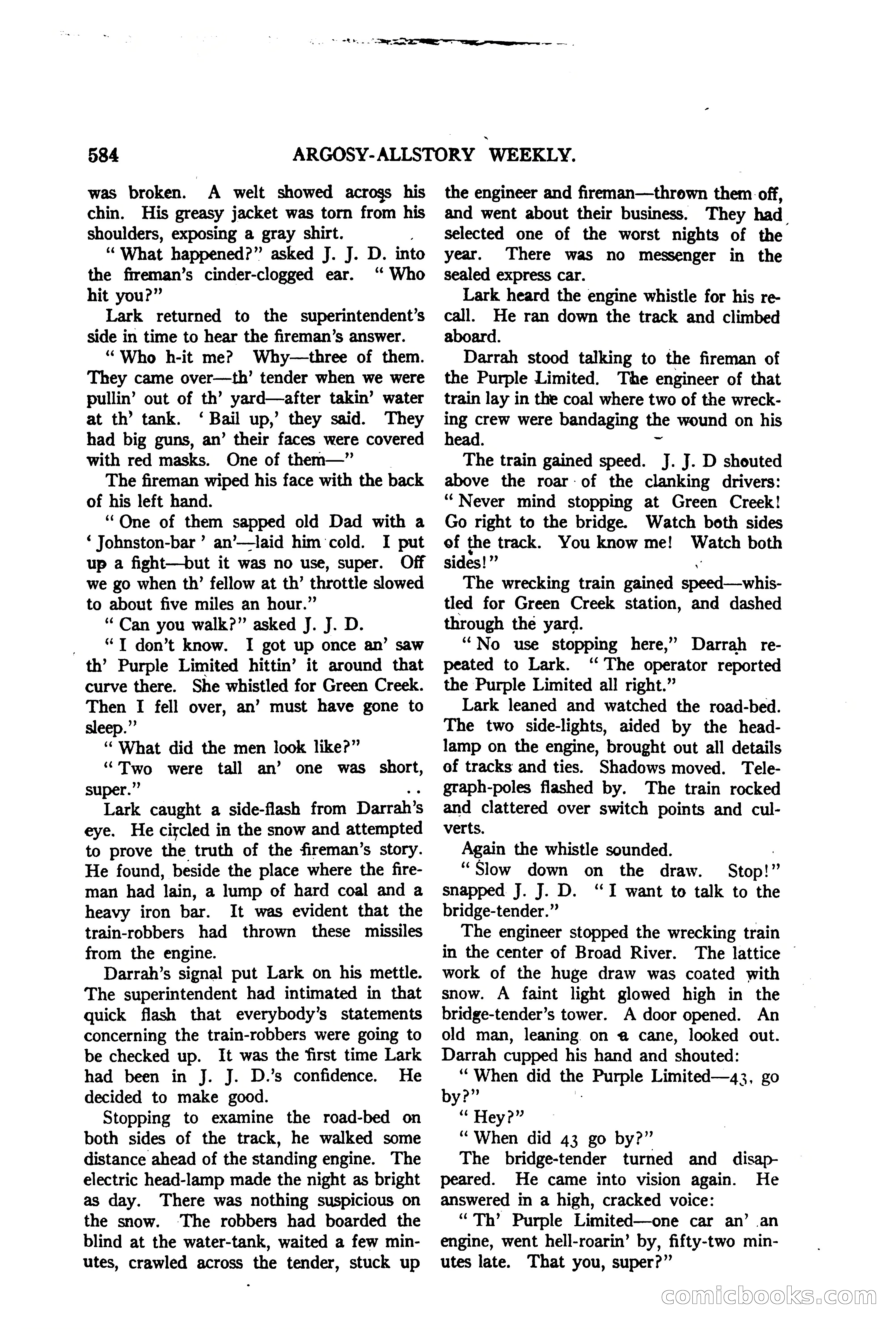 Argosy All-Story Weekly — "The Purple Limited" — page 18 of 208