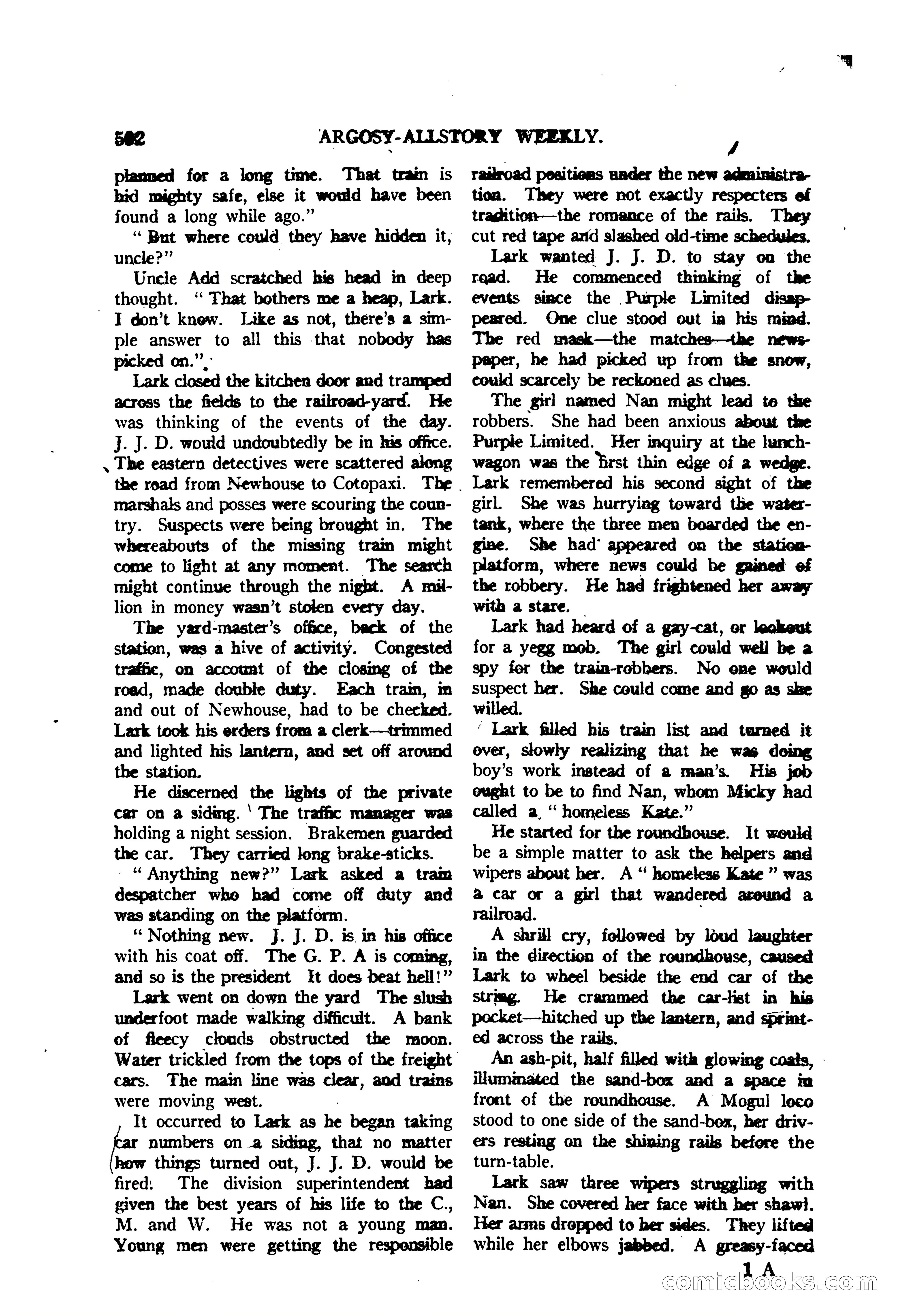 Argosy All-Story Weekly — "The Purple Limited" — page 26 of 208