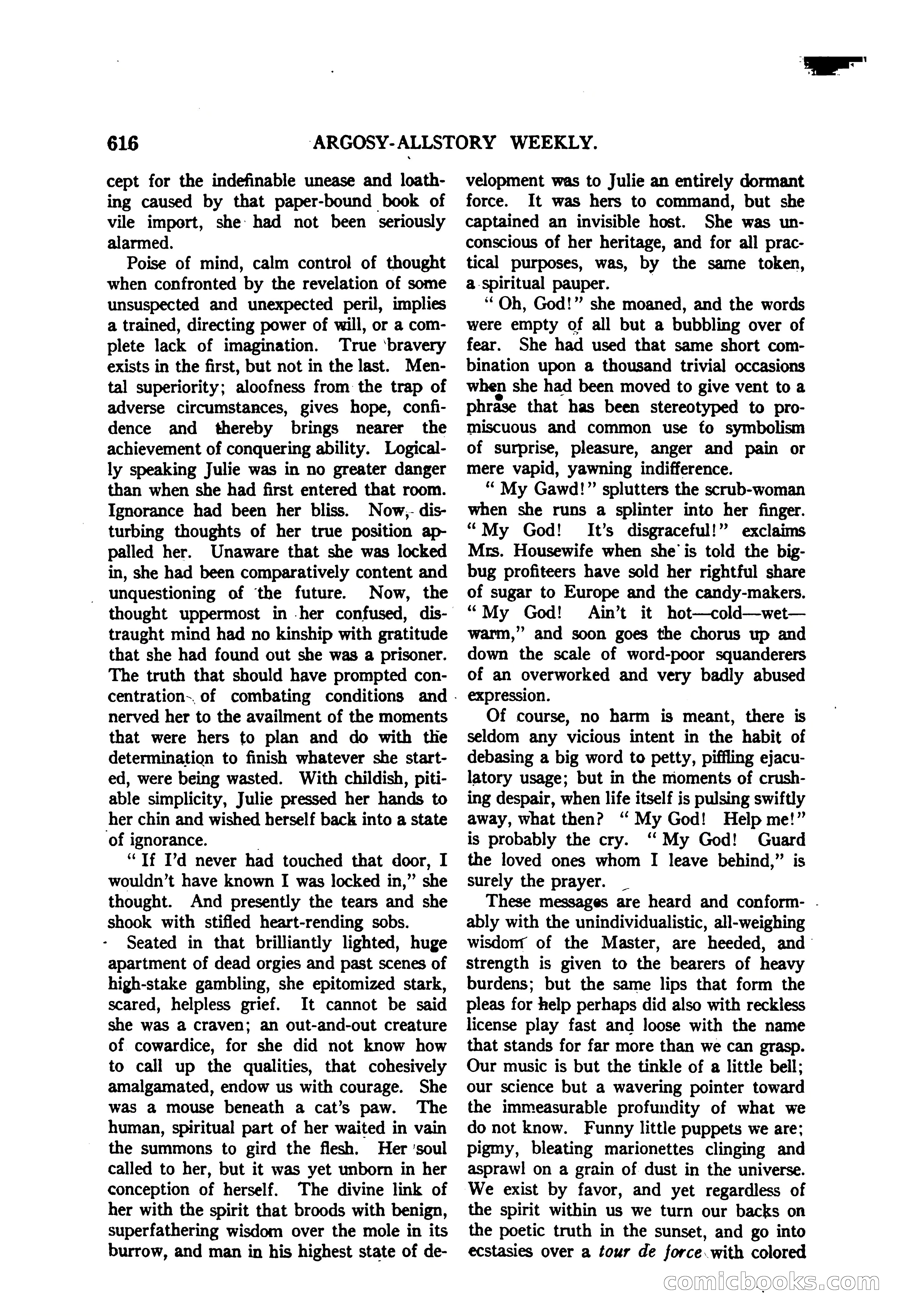 Argosy All-Story Weekly — "The Purple Limited" — page 50 of 208