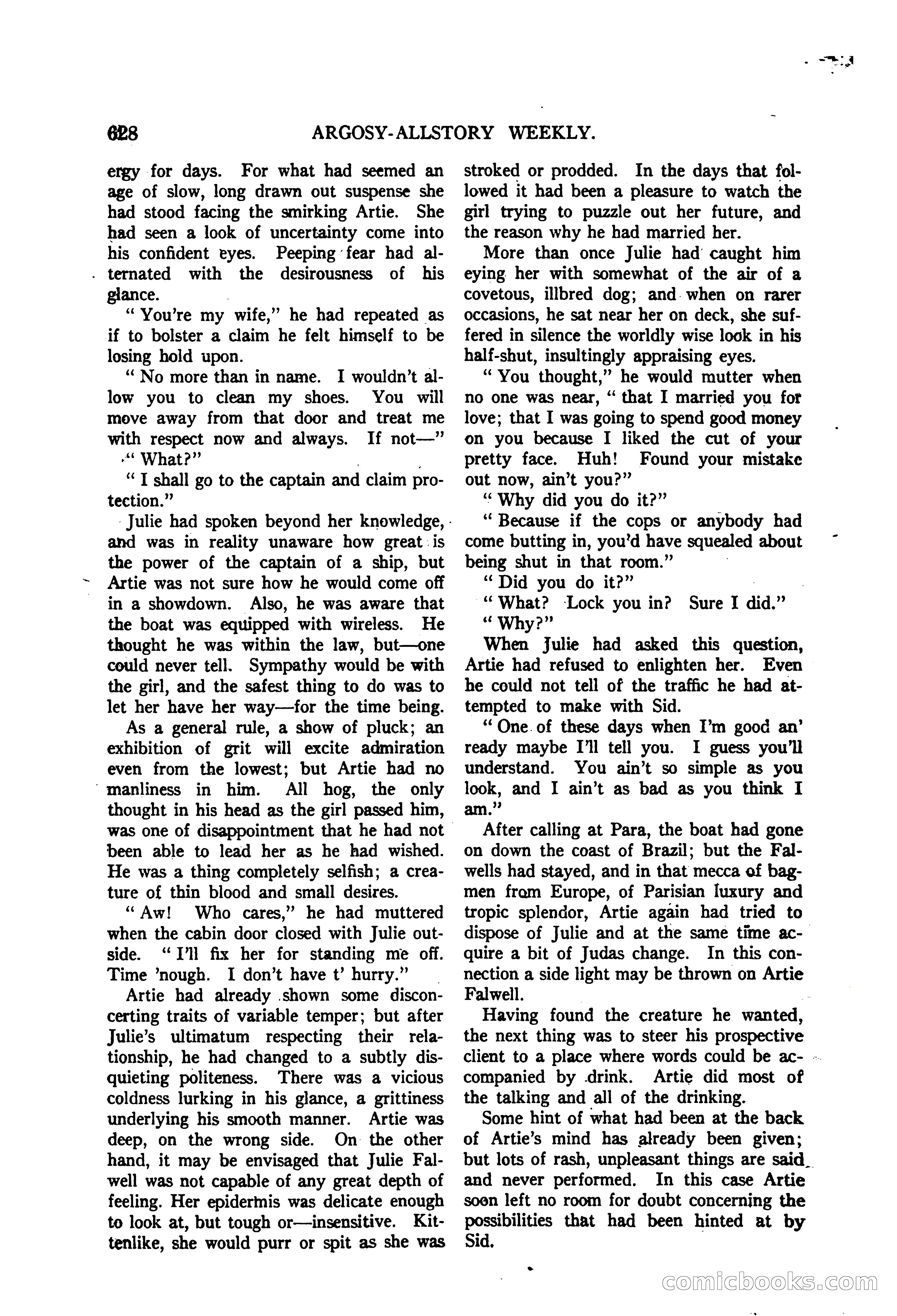 Argosy All-Story Weekly — "The Purple Limited" — page 62 of 208