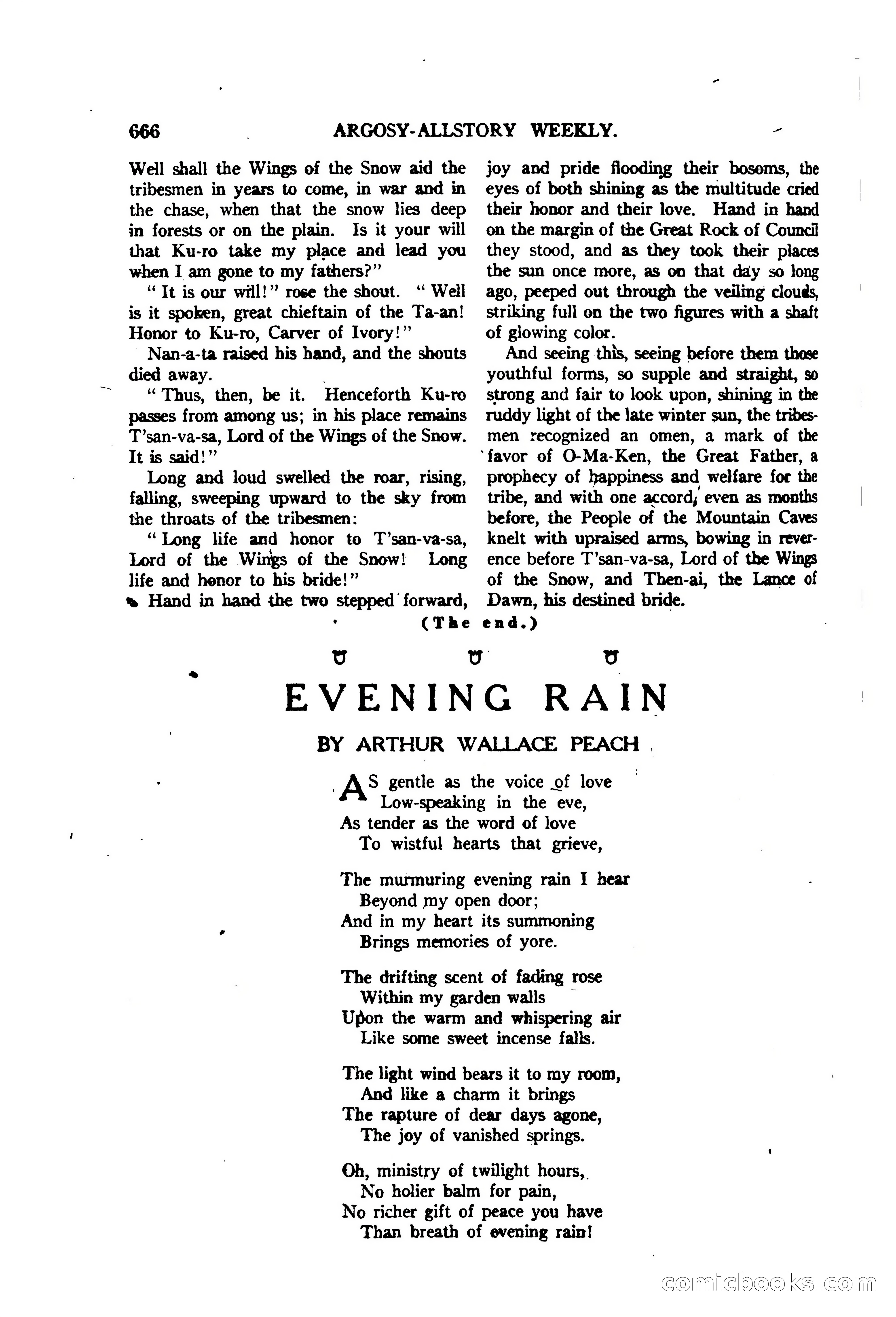 Argosy All-Story Weekly — "The Purple Limited" — page 100 of 208