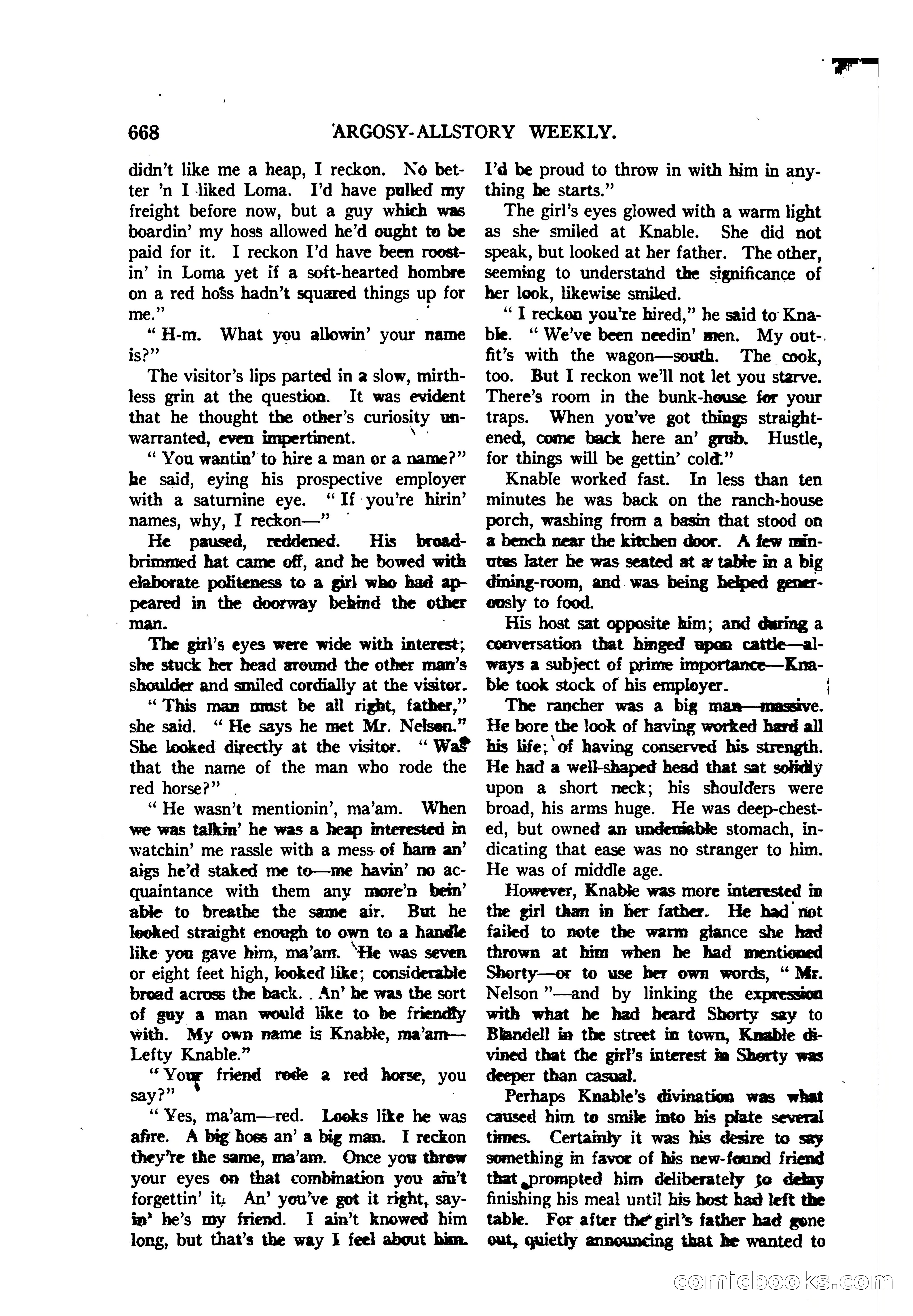 Argosy All-Story Weekly — "The Purple Limited" — page 102 of 208