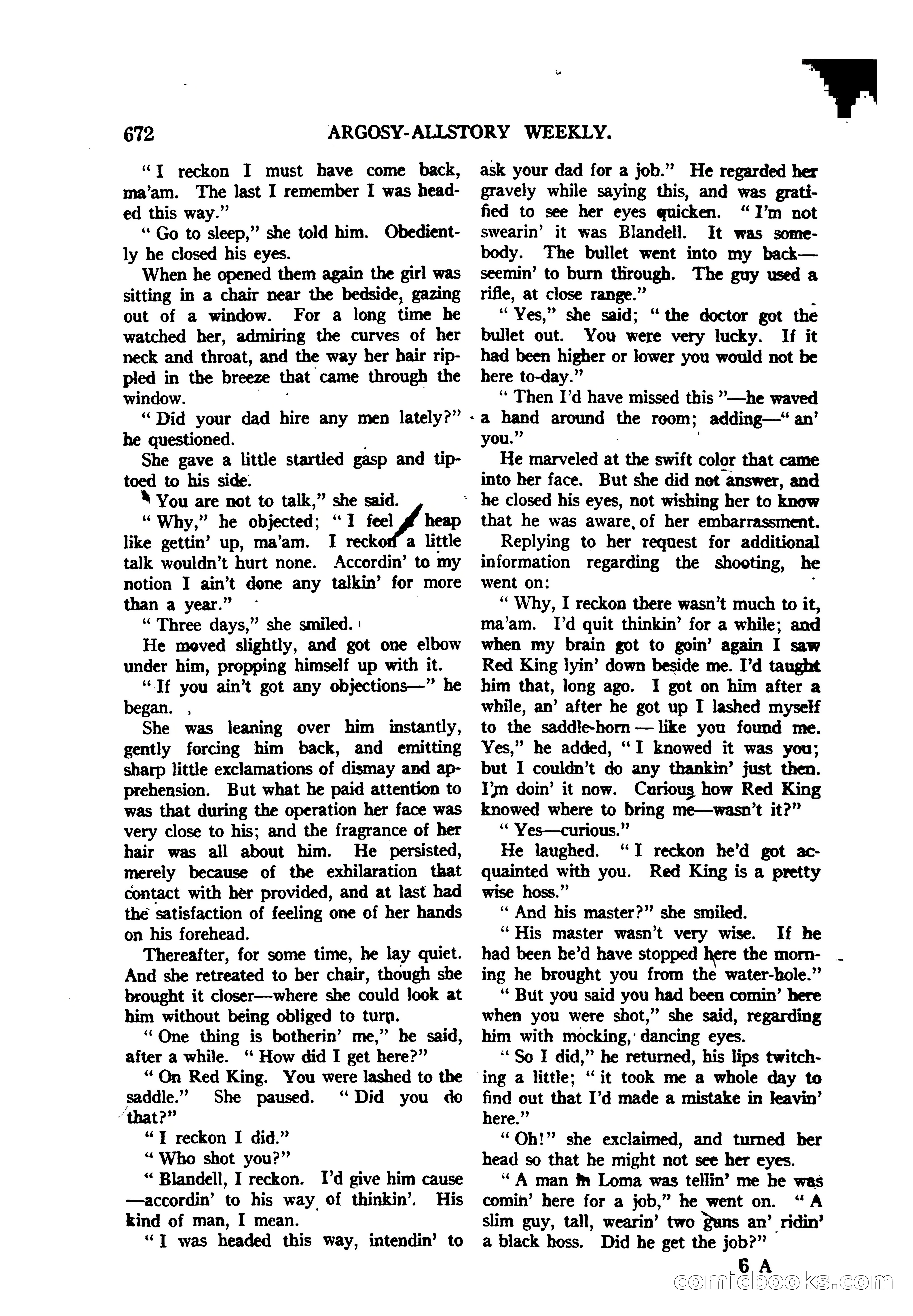 Argosy All-Story Weekly — "The Purple Limited" — page 106 of 208